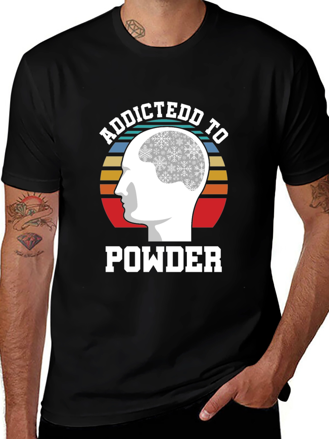 Variant 26 of Addicted to Powder Graphic Tee - Ski & Snowboard Lover