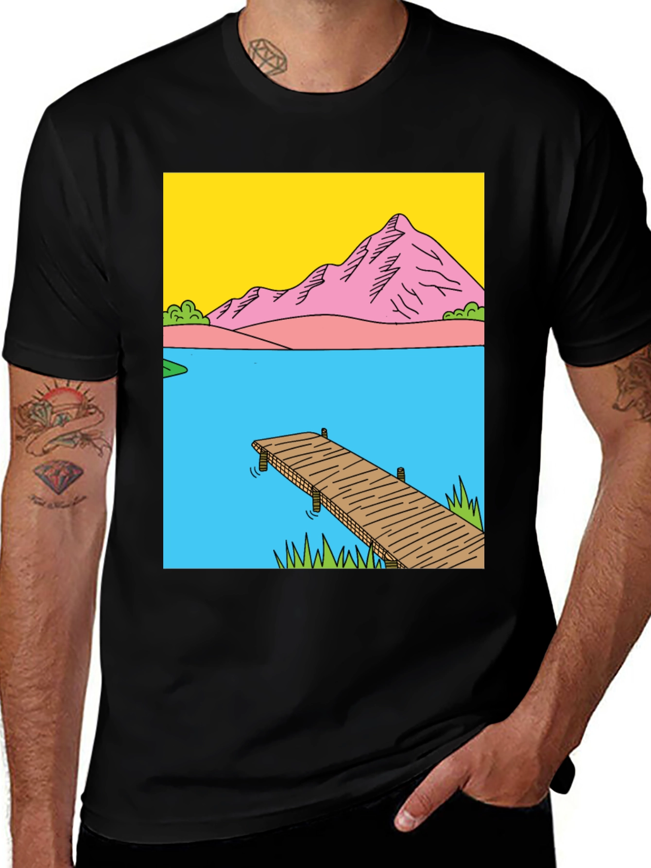 Variant 12 of Dockside Vista Graphic Tee - Nature Inspired Design