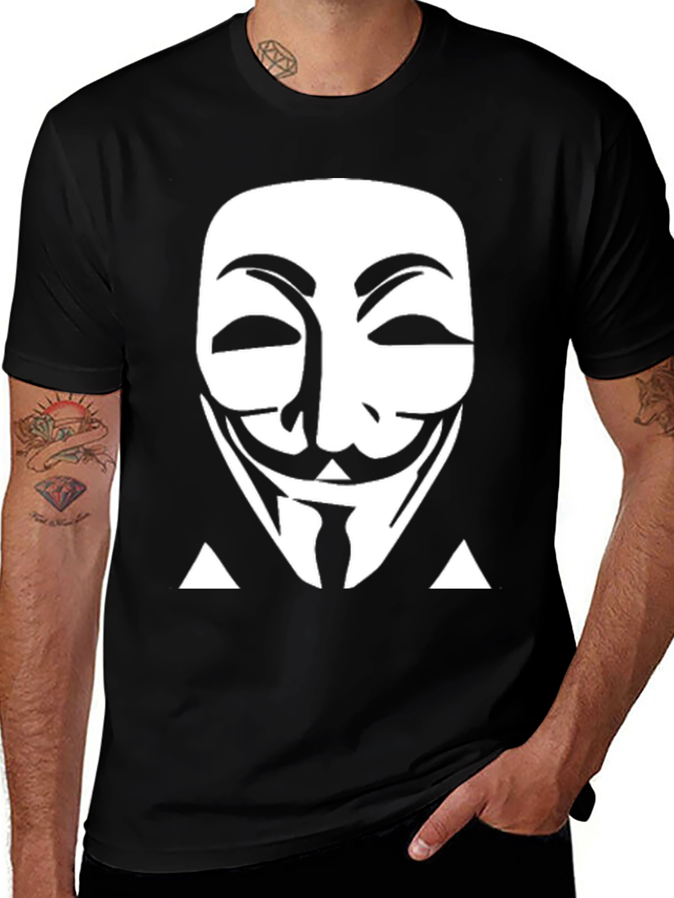 Anonymous Mask Graphic Tee - Black