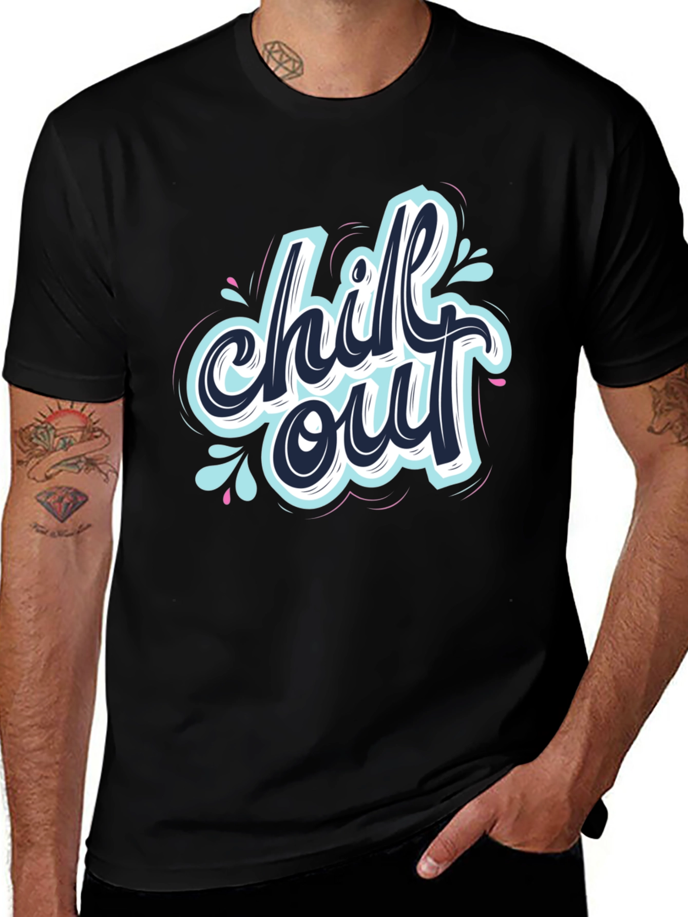 Variant 20 of Chill Out Graphic Black T-Shirt