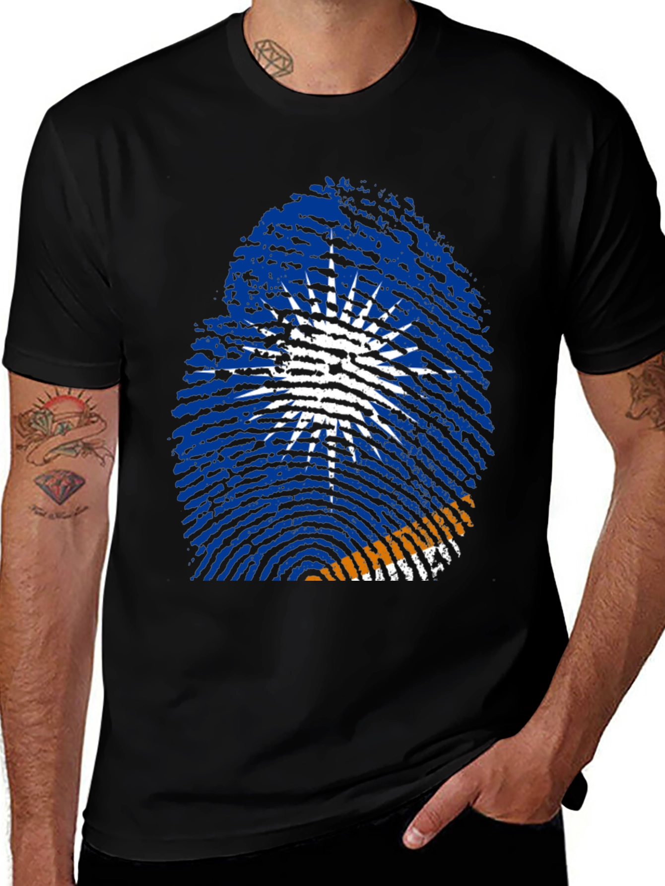 Marshall Islands Flag Fingerprint T-Shirt