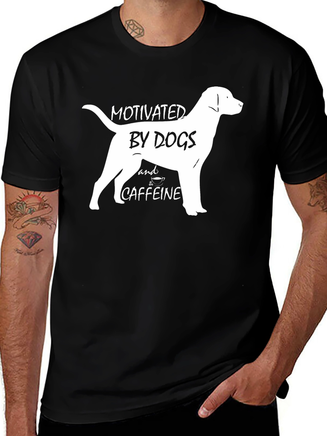 Variant 22 of Motivated by Dogs and Caffeine Black T-Shirt