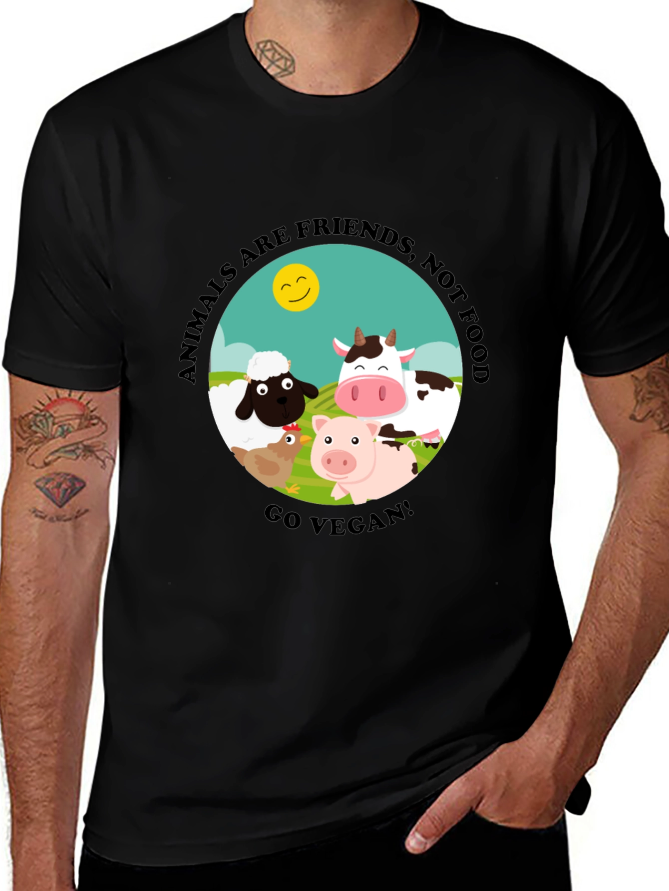 Variant 15 of Vegan T-Shirt: Animals Are Friends Not Food