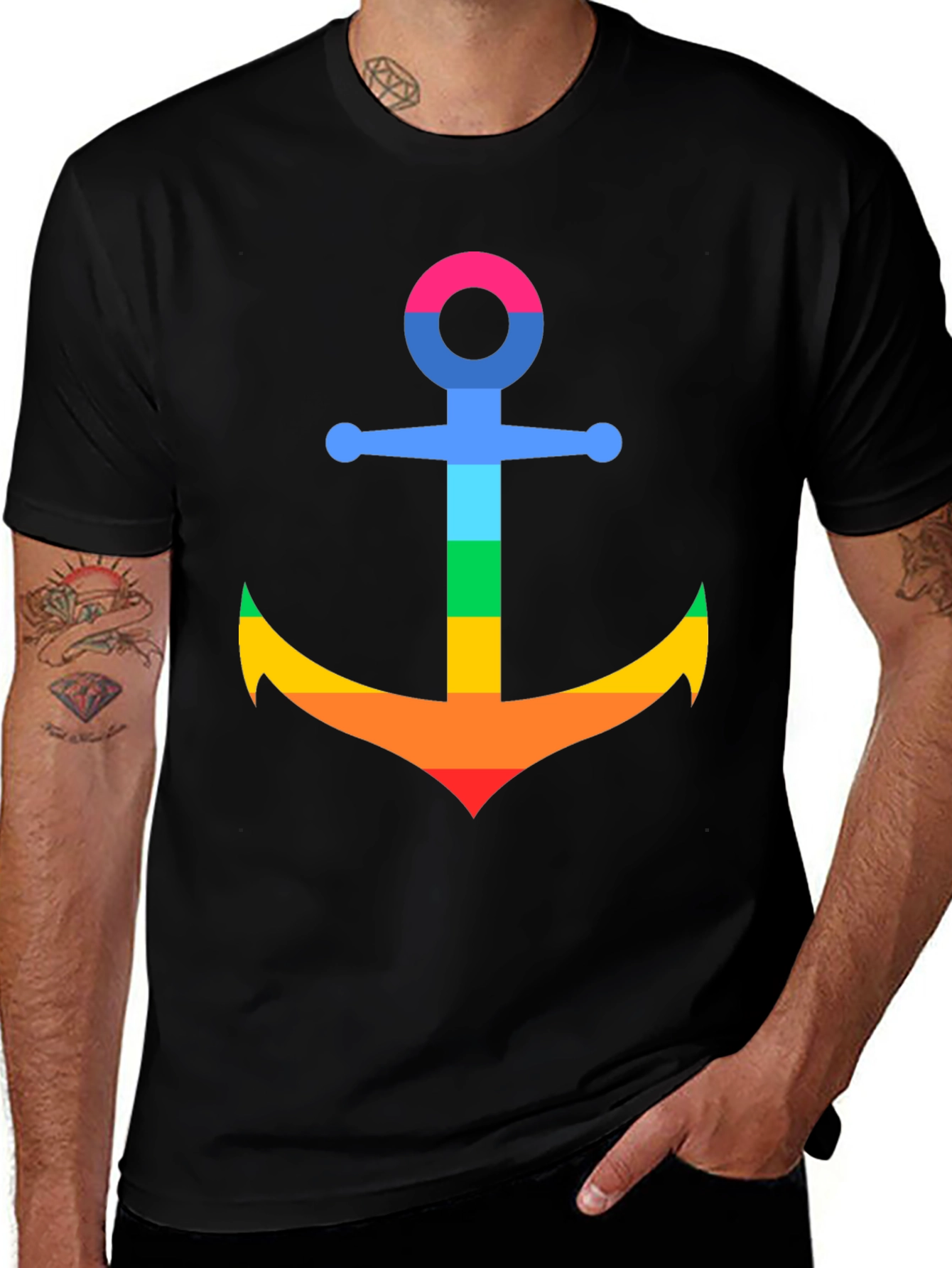 Variant 24 of Rainbow Anchor Black T-Shirt