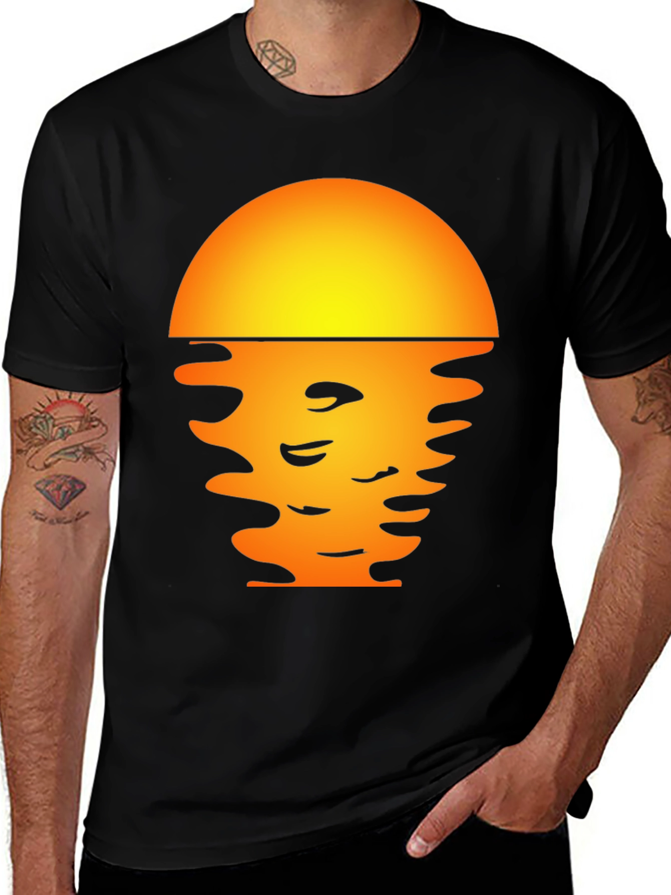 Variant 16 of Sunset Graphic Tee - Stylish Black T-Shirt