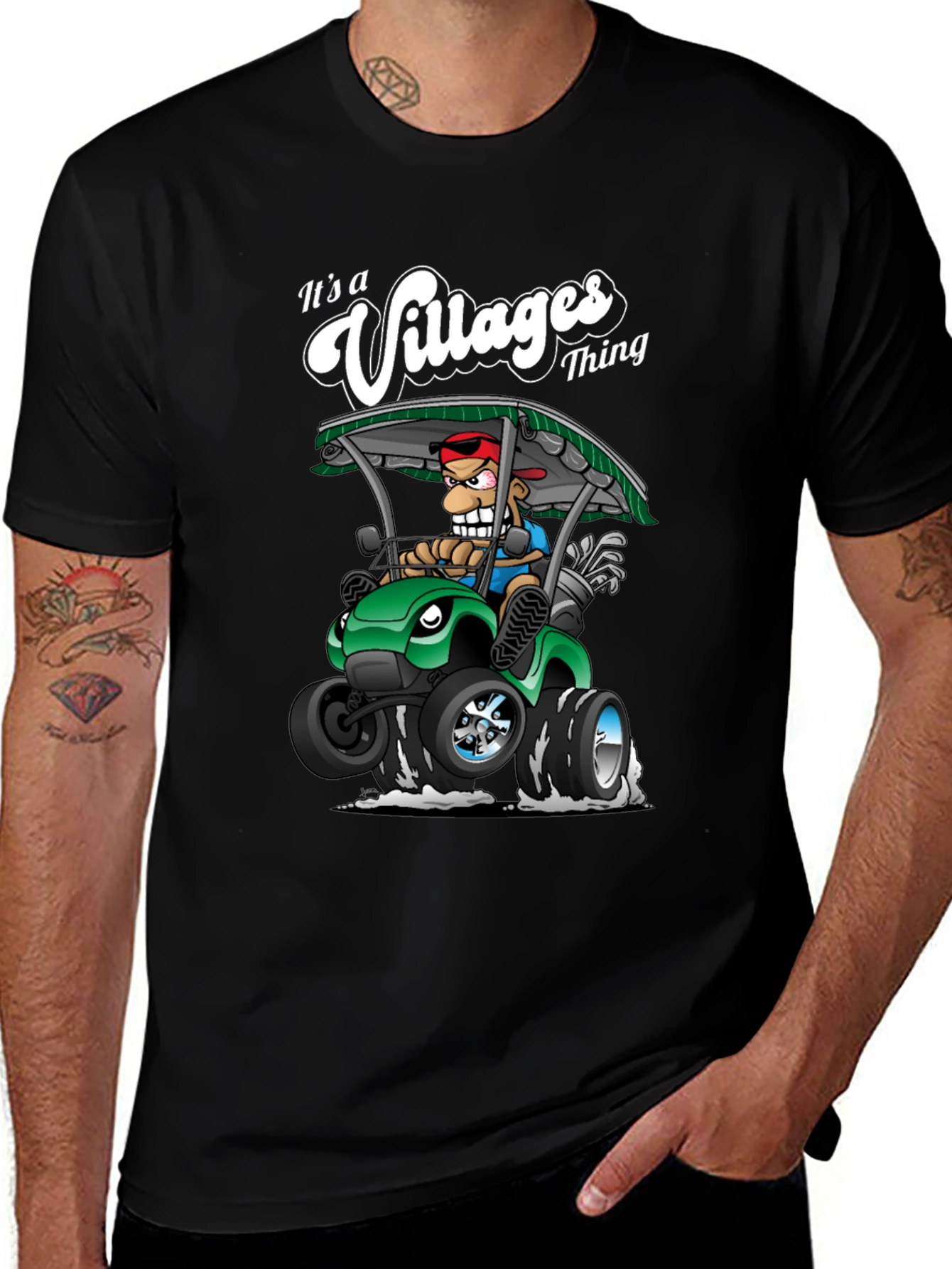 Variant 6 of Villages Thing Golf Cart Cartoon T-Shirt