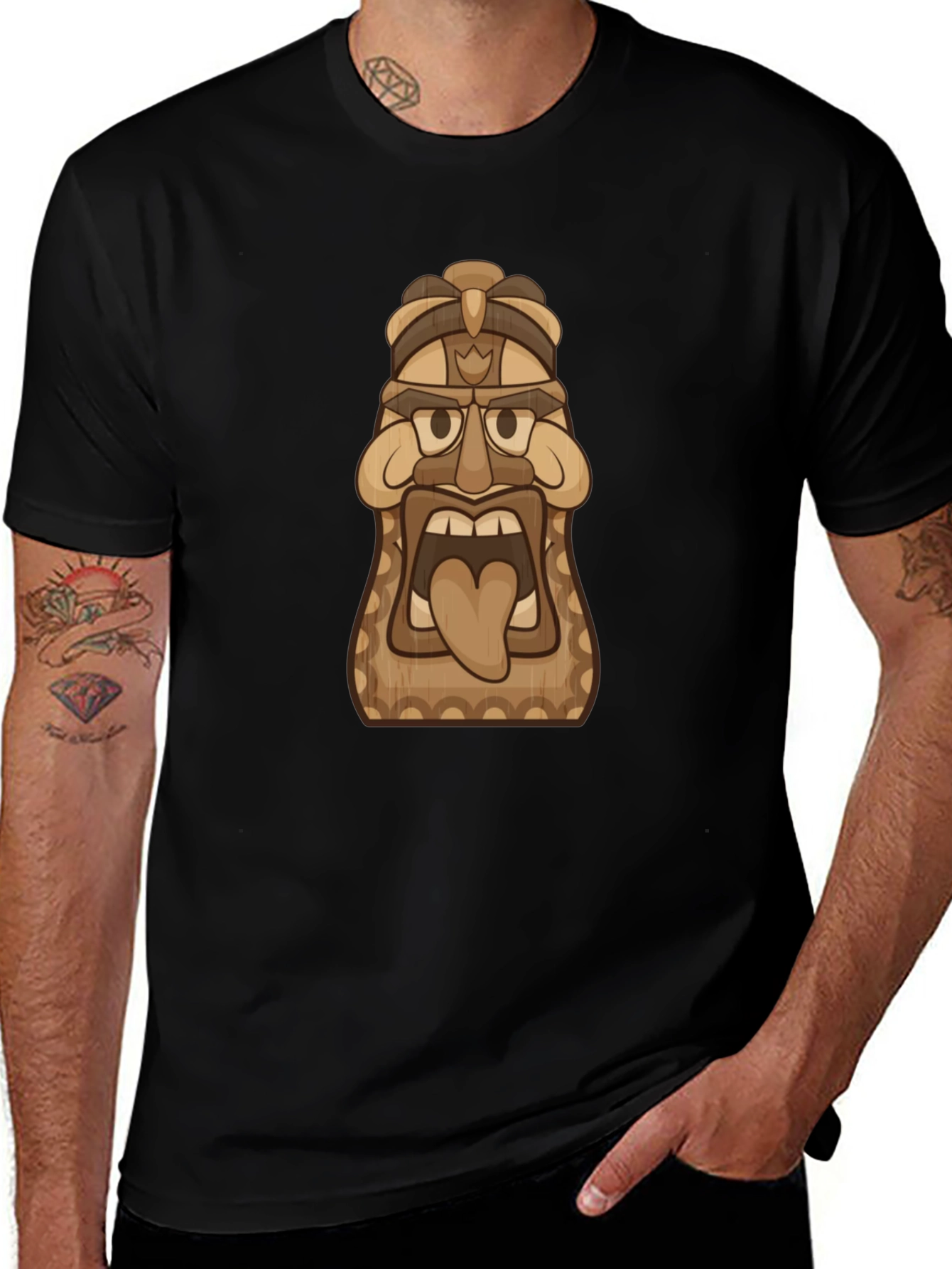 Men's Black Tiki Graphic T-Shirt