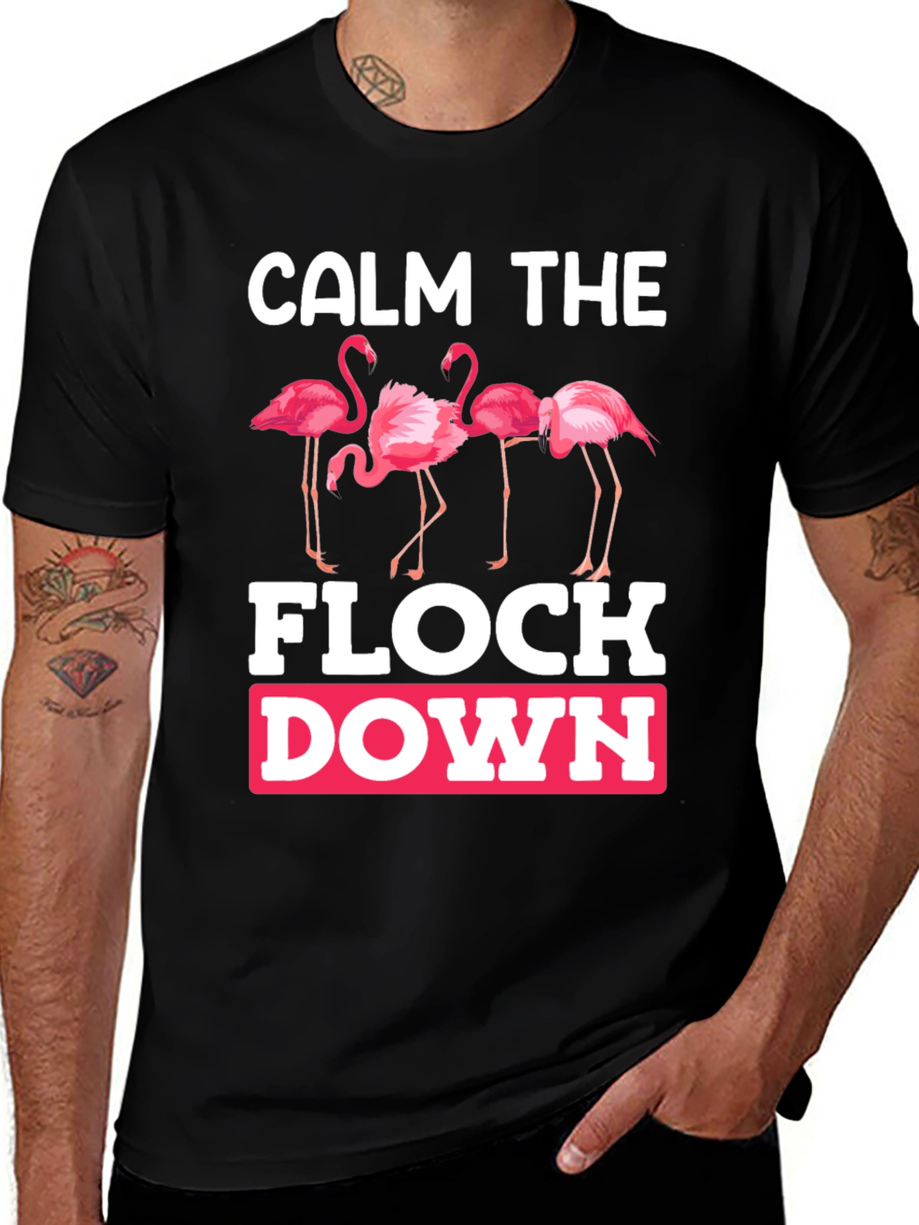 Variant 14 of Calm the Flock Down Flamingo T-Shirt