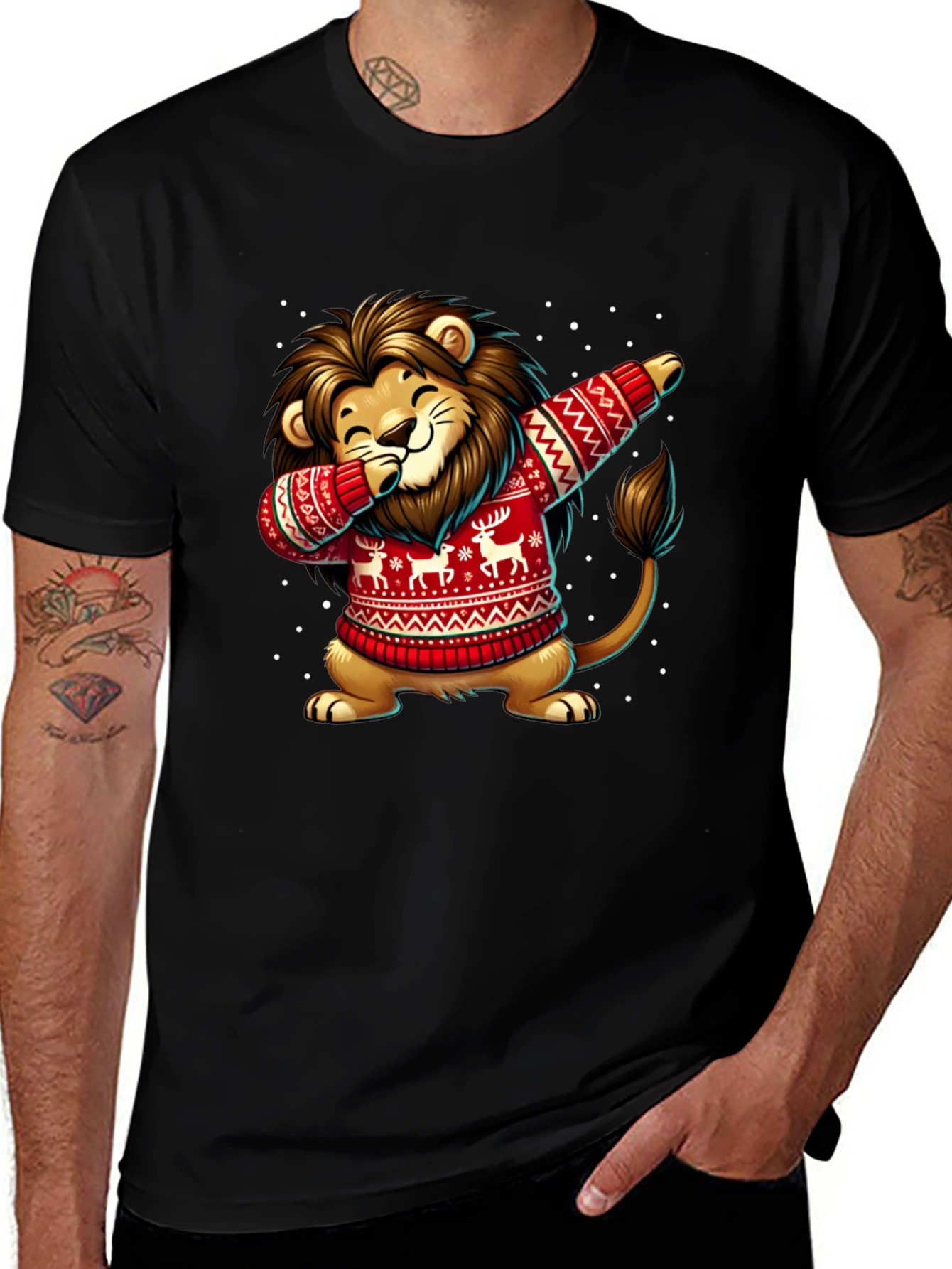 Variant 18 of Festive Lion Dabbing T-Shirt - Holiday Edition