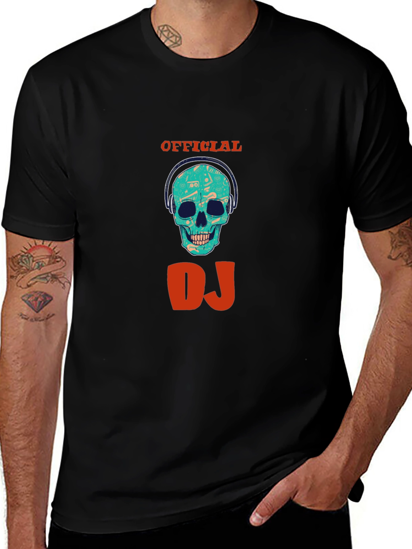 Variant 12 of Official DJ Skull Graphic Black T-Shirt