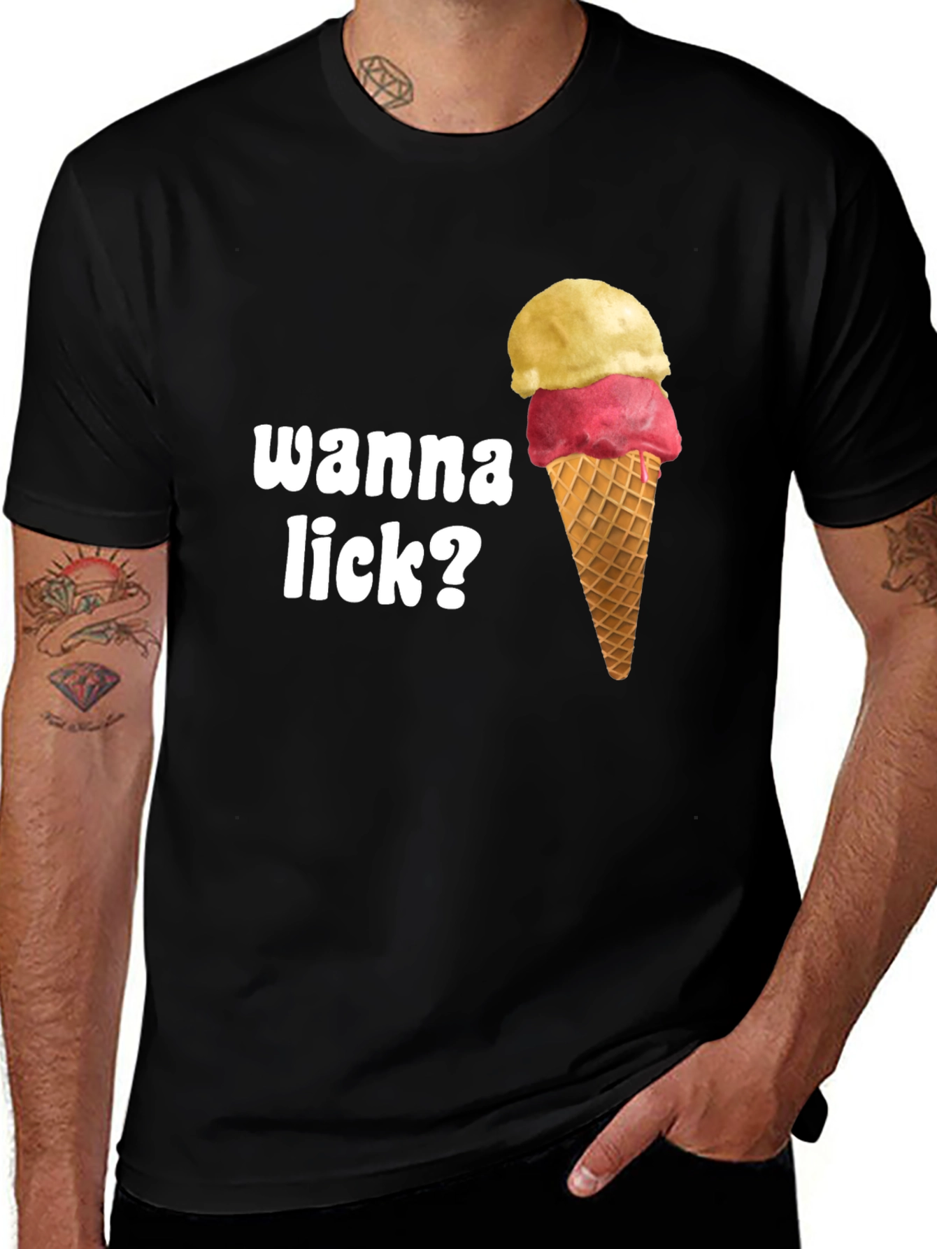 Variant 20 of Wanna Lick? Ice Cream Cone Graphic T-Shirt