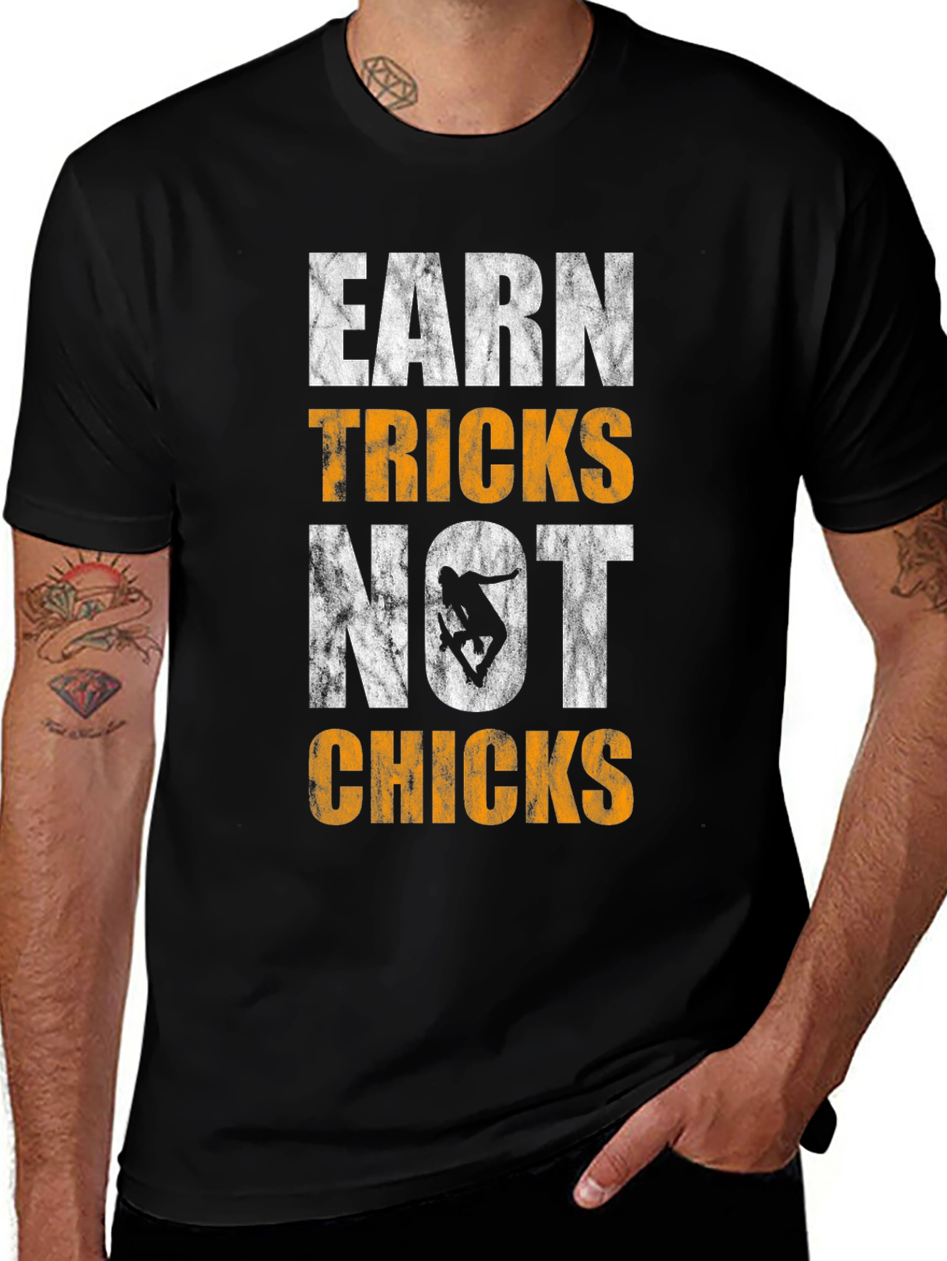 Variant 21 of Earn Tricks Not Chicks Graphic Tee - Skateboarding