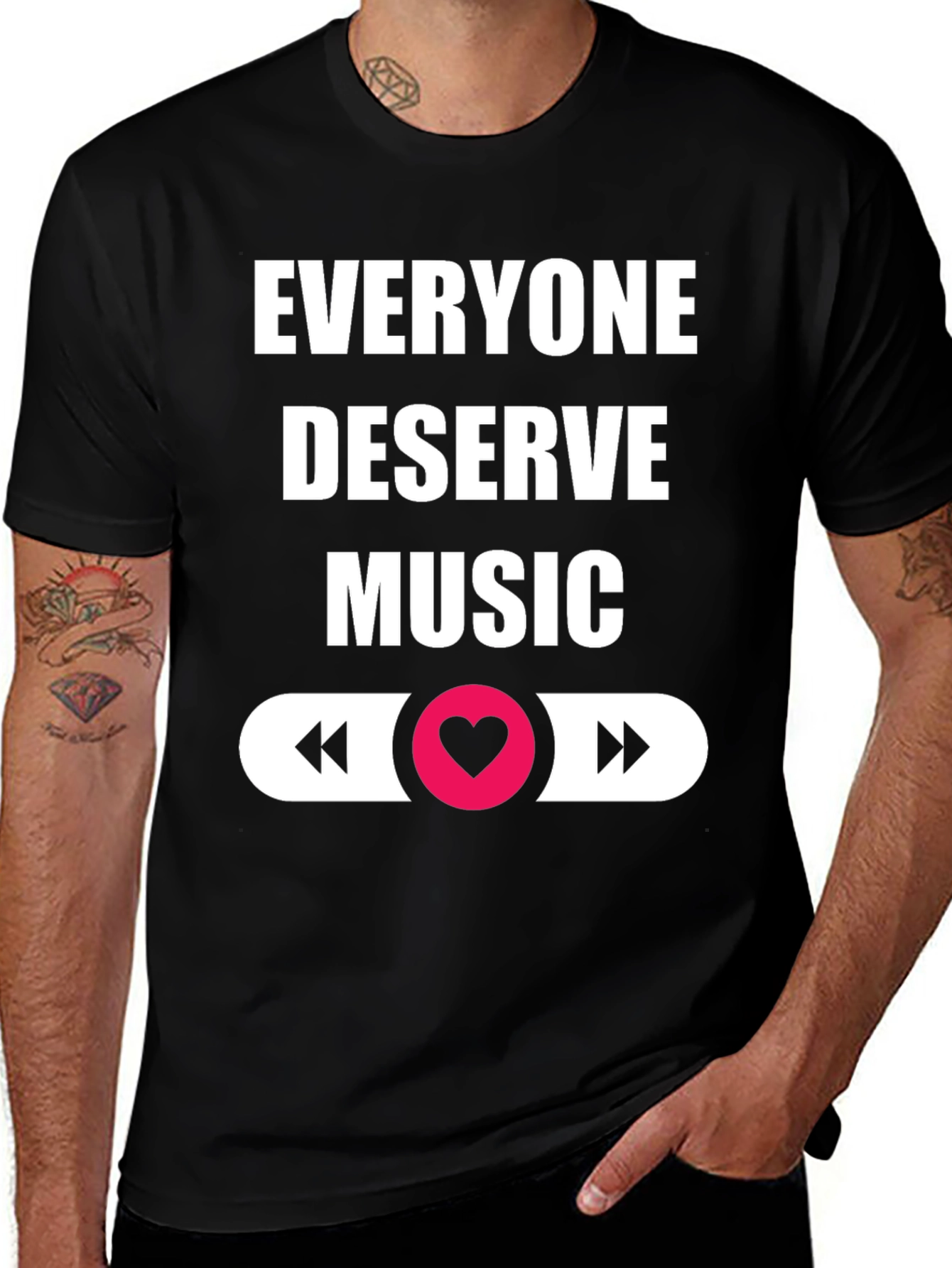 Variant 14 of Everyone Deserves Music Black Graphic Tee