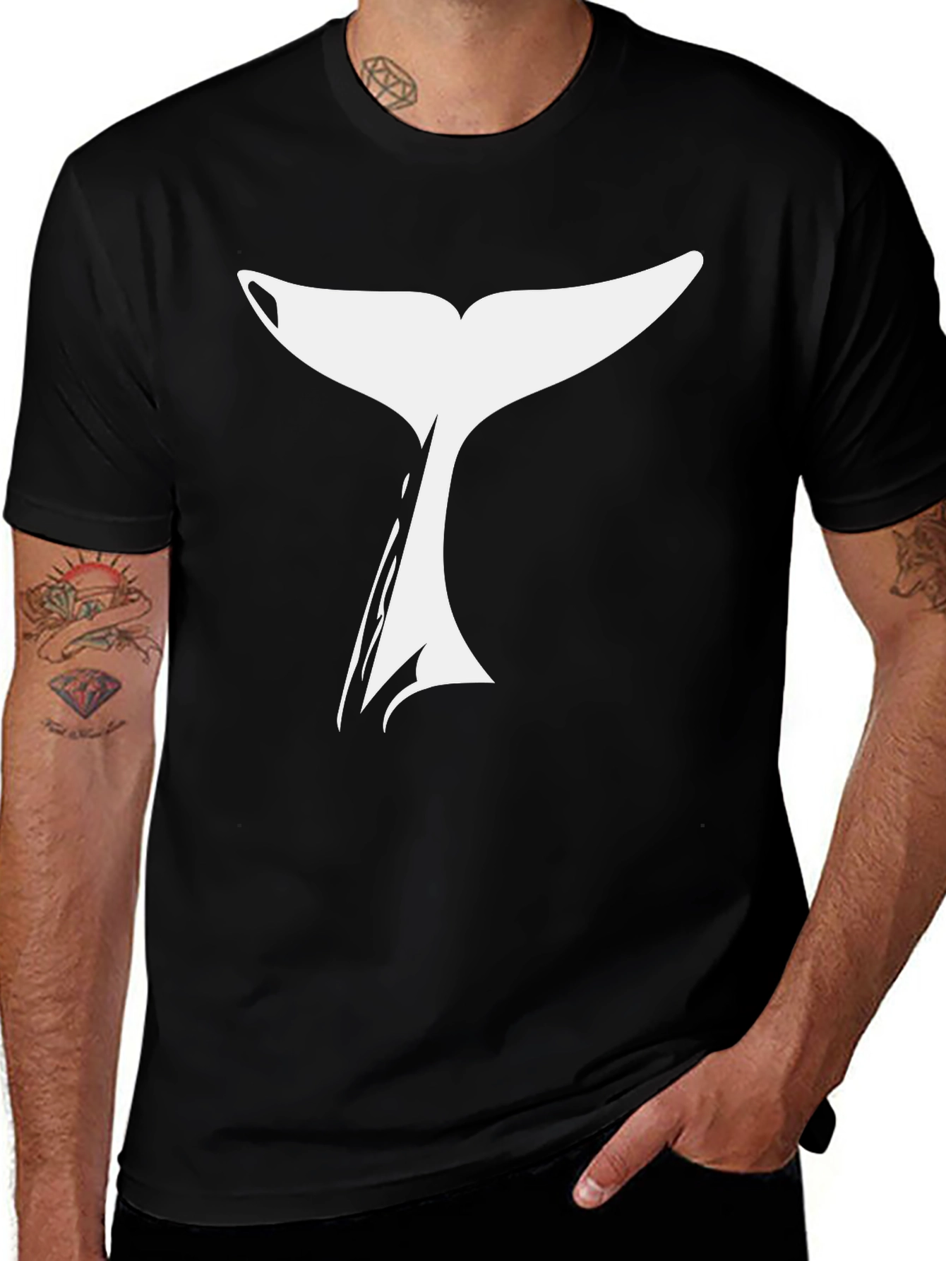 Variant 24 of Whale Tail Graphic T-Shirt - Black