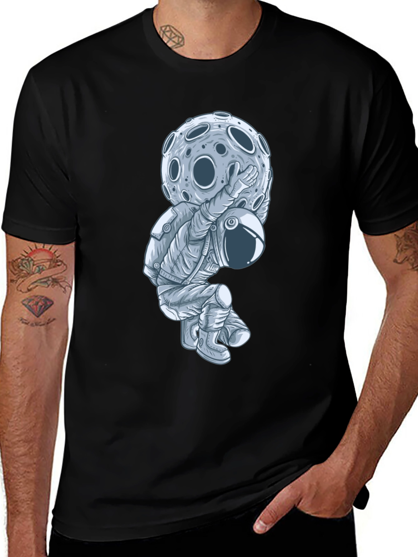 Variant 4 of Astronaut Carrying Moon Graphic T-Shirt