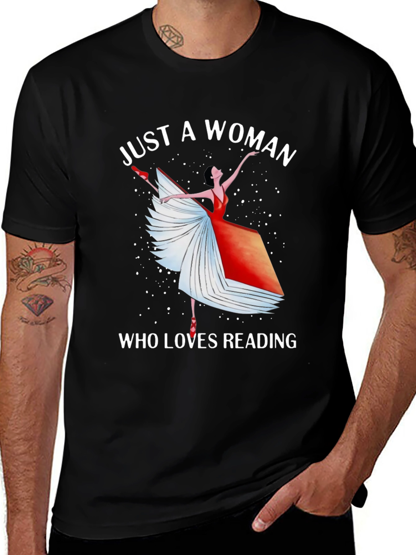 Black Just A Woman Who Loves Reading T-Shirt main image