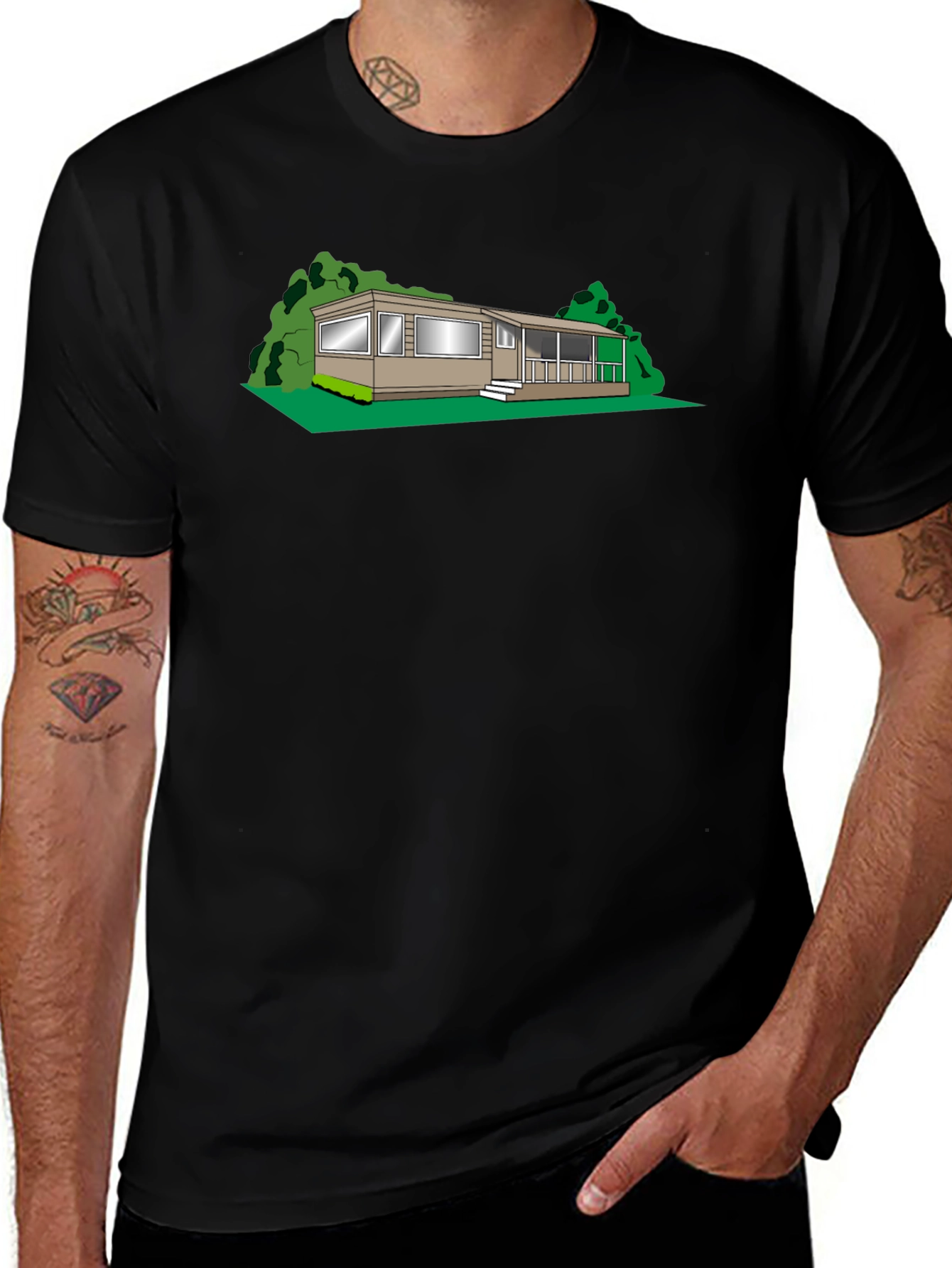 Black Mobile Home Graphic Tee - Novelty T-Shirt main image