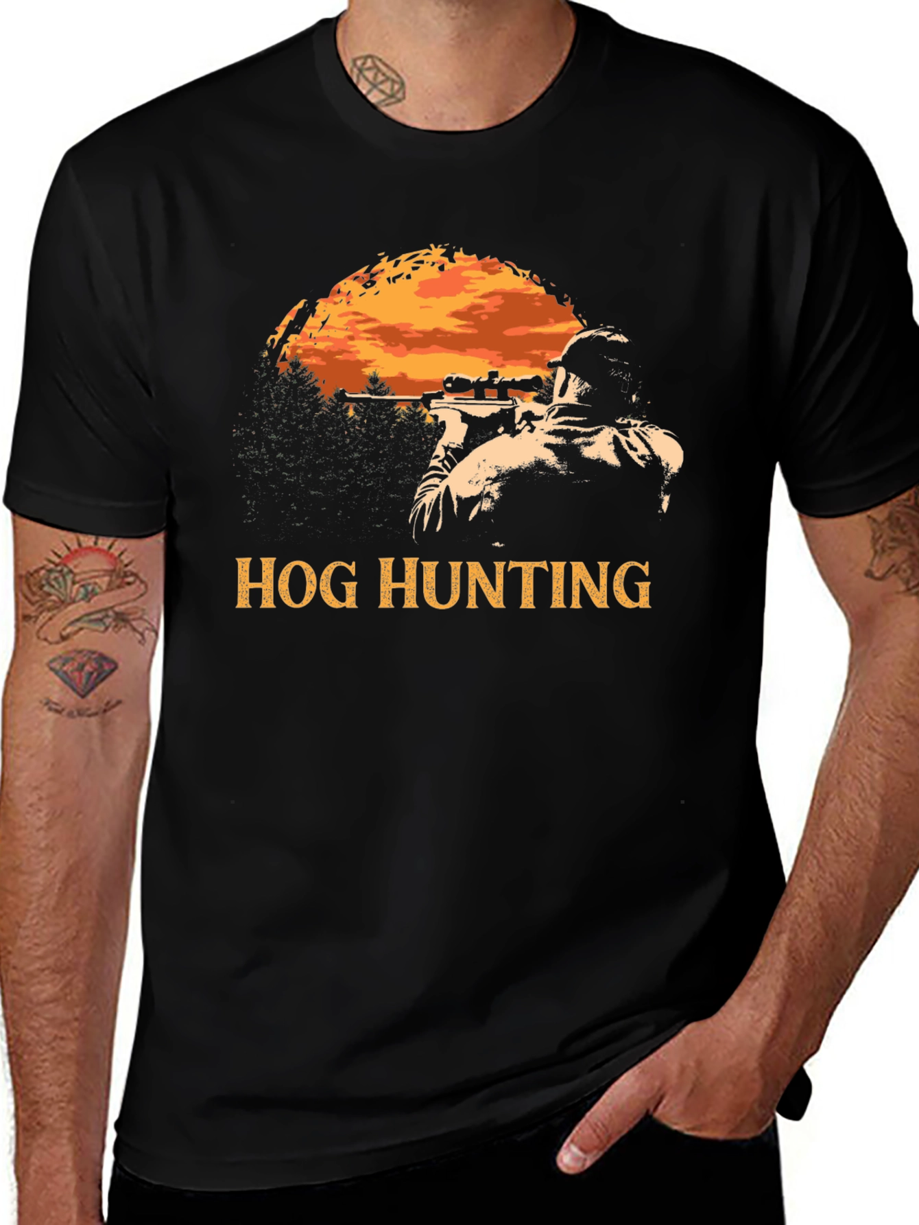 Variant 6 of Hog Hunting T-Shirt - Hunter Graphic Tee
