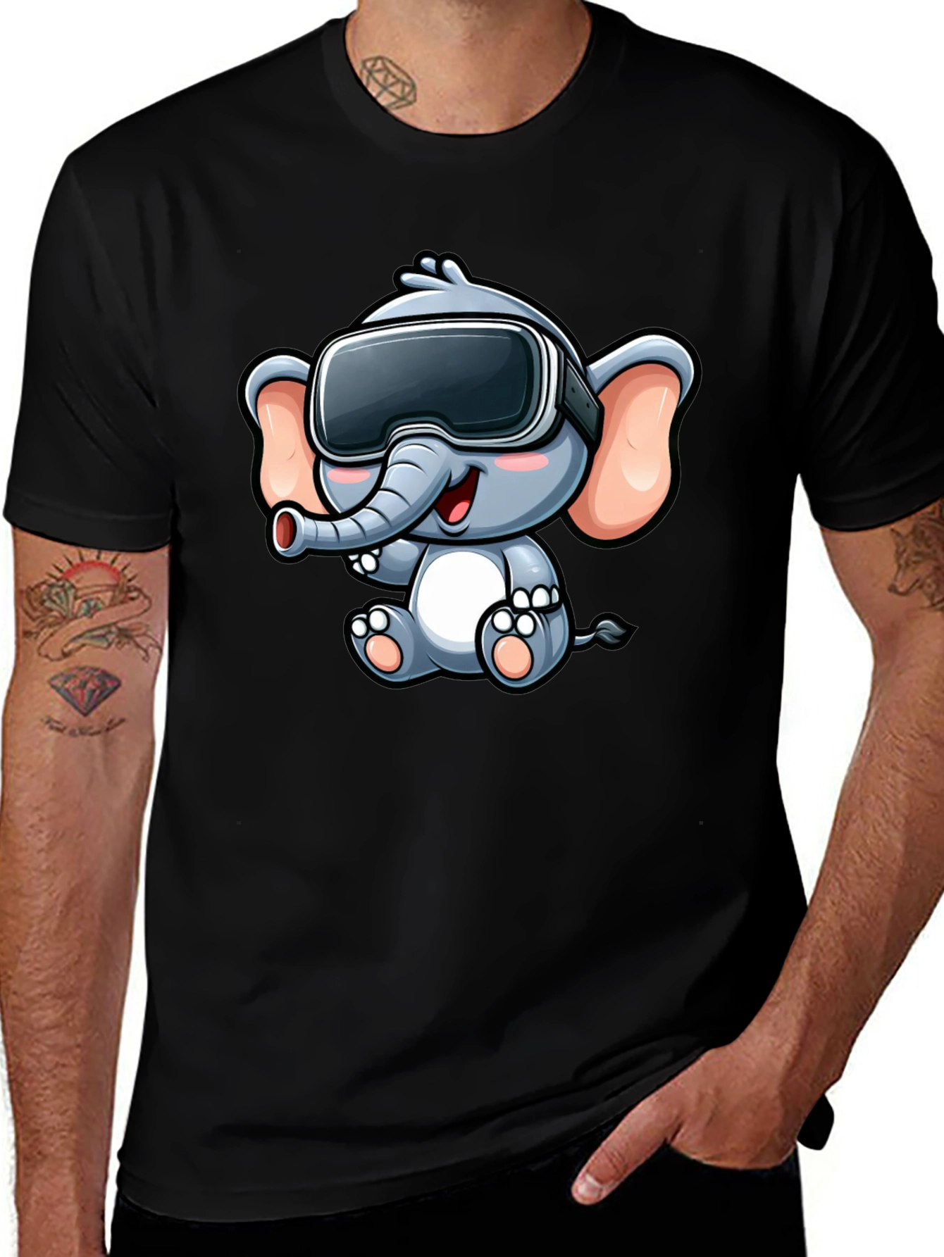 Variant 3 of VR Elephant T-Shirt - Cute Cartoon Design