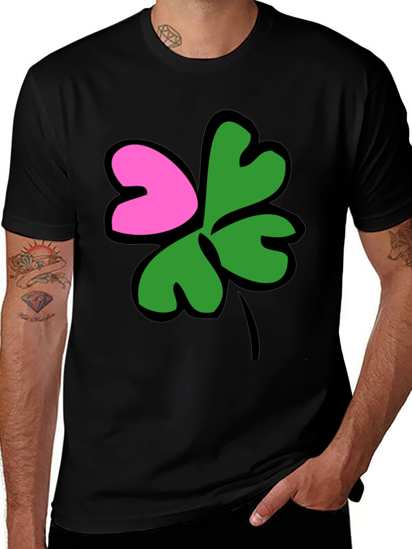 Variant 14 of Lucky Clover Graphic Tee - Black