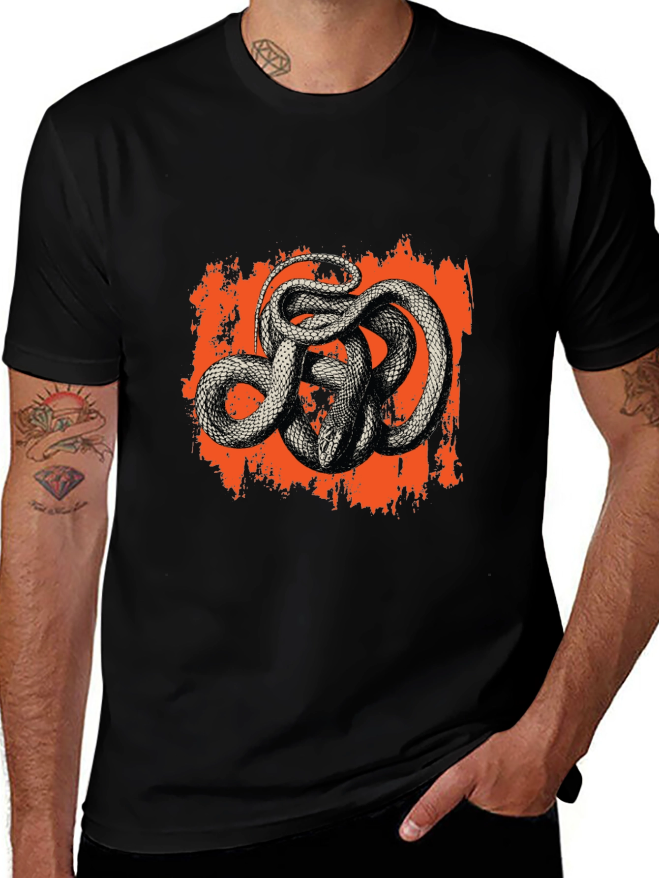 Black Men's Black Snake Graphic Tee main image