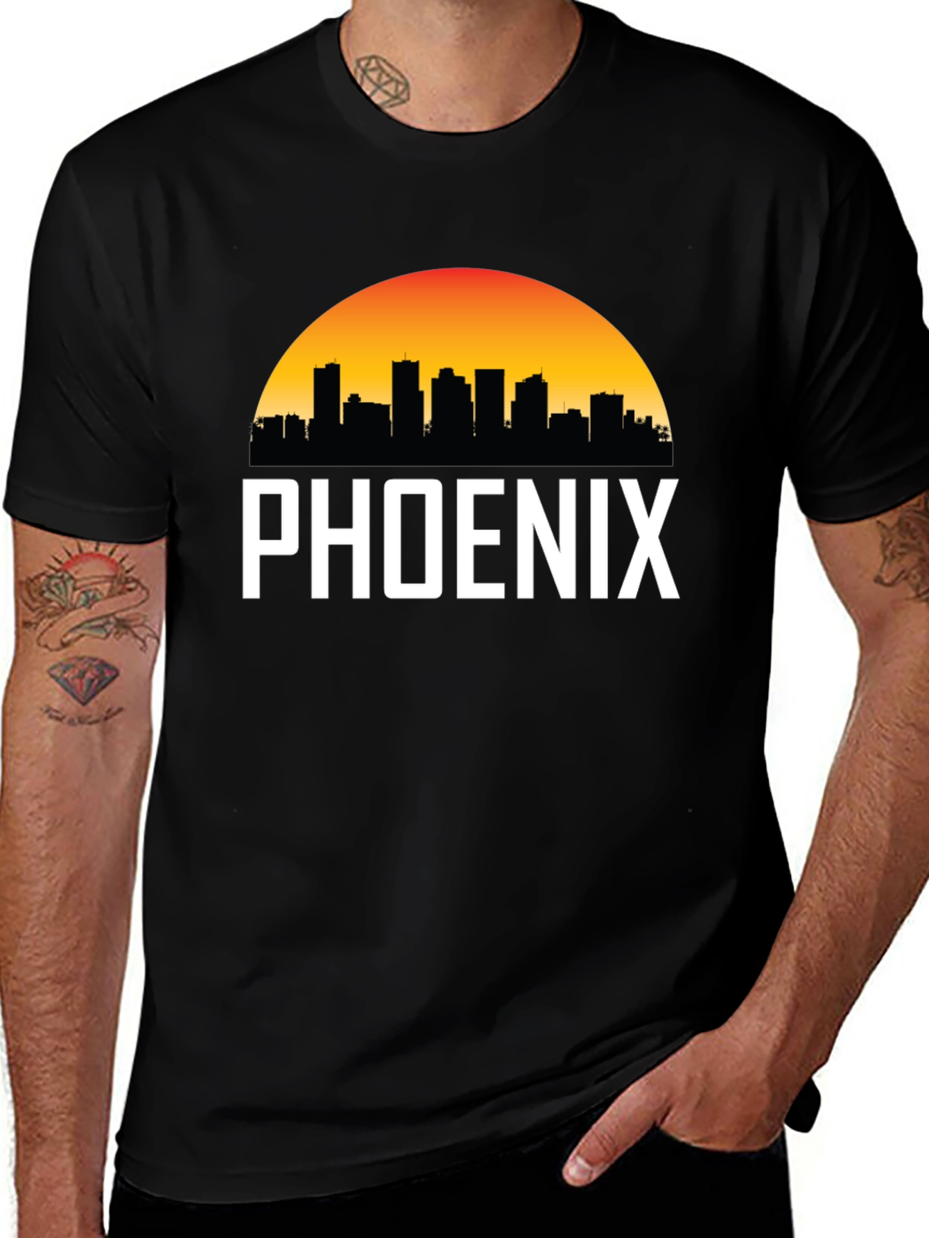 Variant 7 of Phoenix Cityscape Graphic Tee - Black