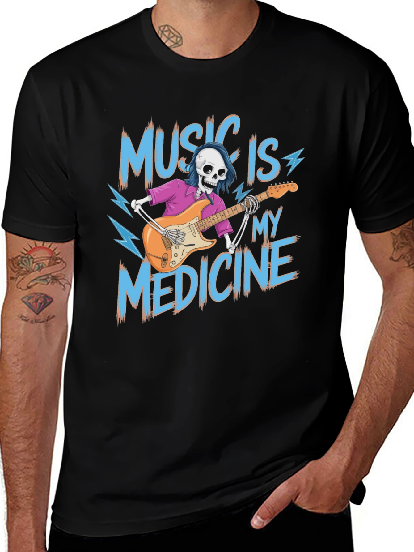 Variant 25 of Music is My Medicine Skeleton Graphic T-Shirt