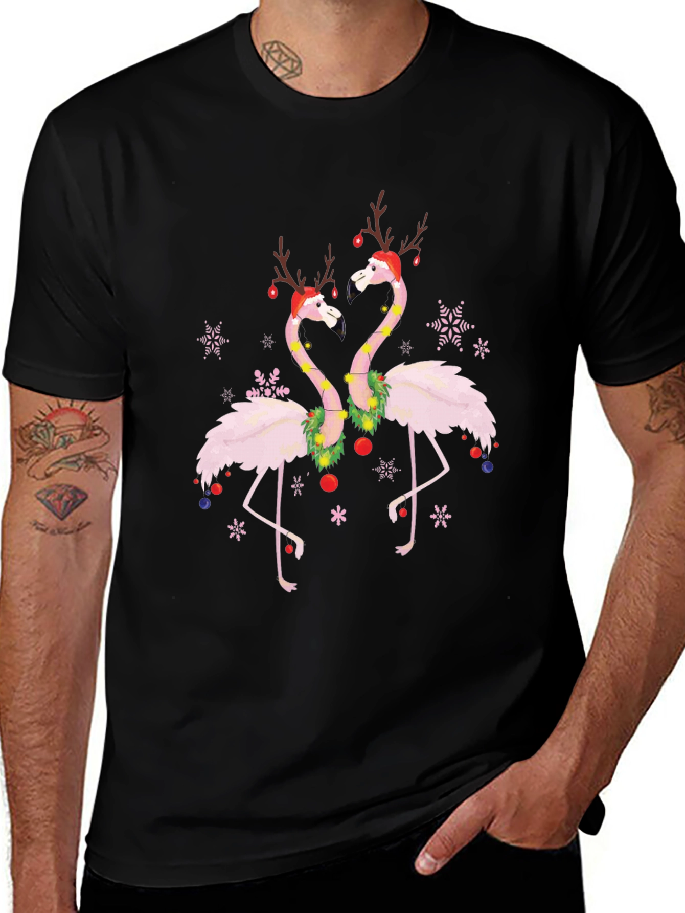 Festive Flamingo Christmas Tee