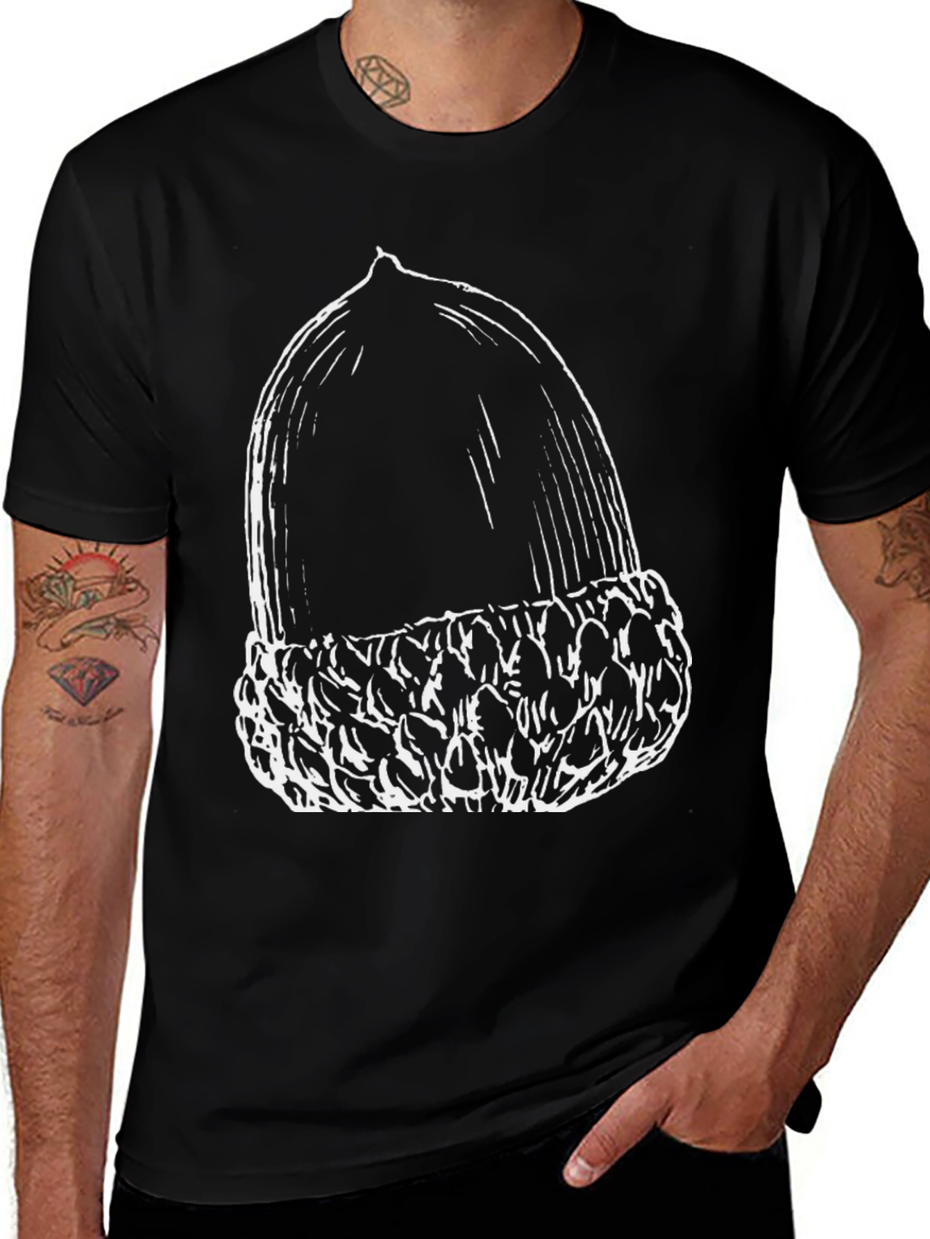 Variant 16 of Acorn Graphic Tee - Black Cotton T-Shirt