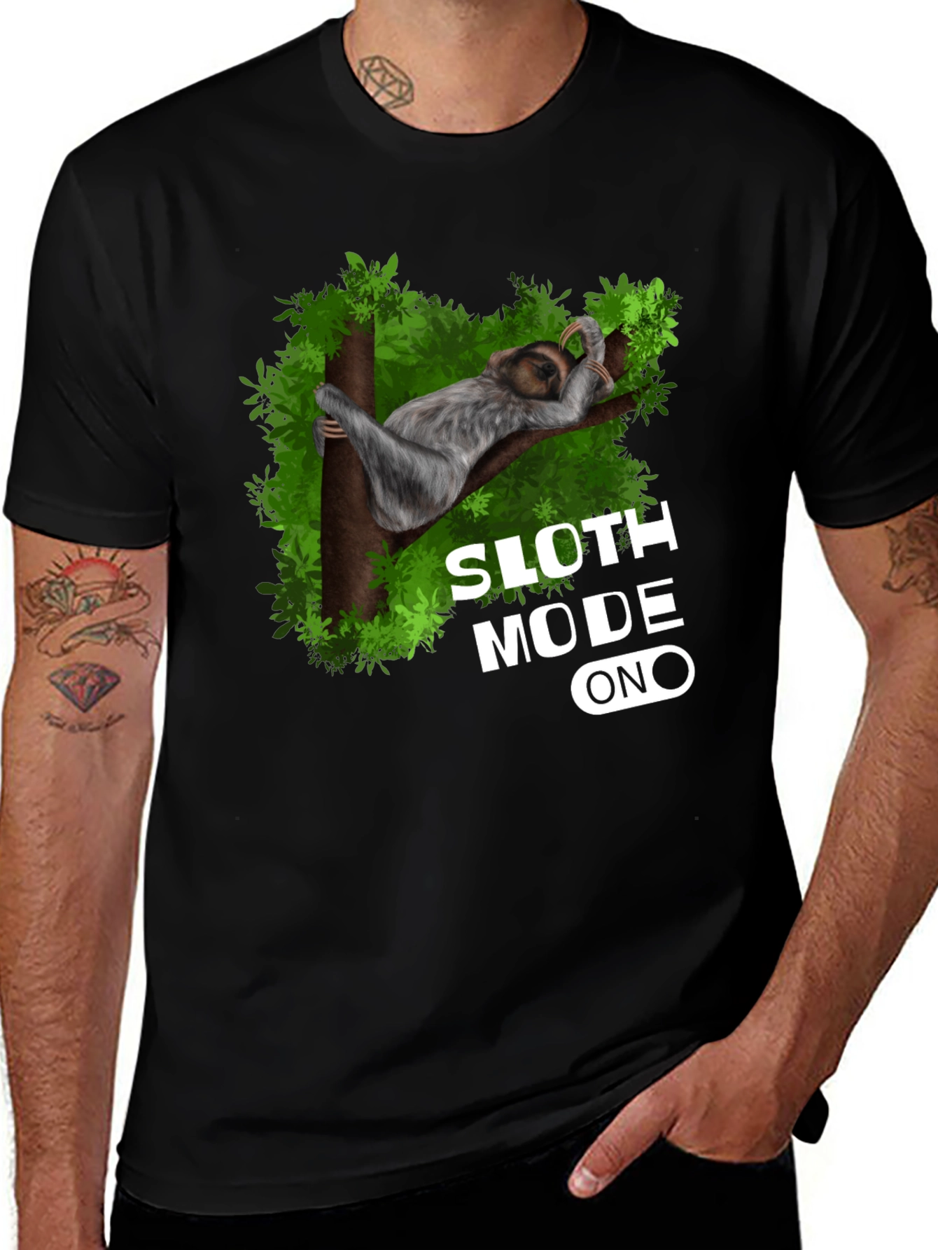 Variant 2 of Sloth Mode On Graphic T-Shirt