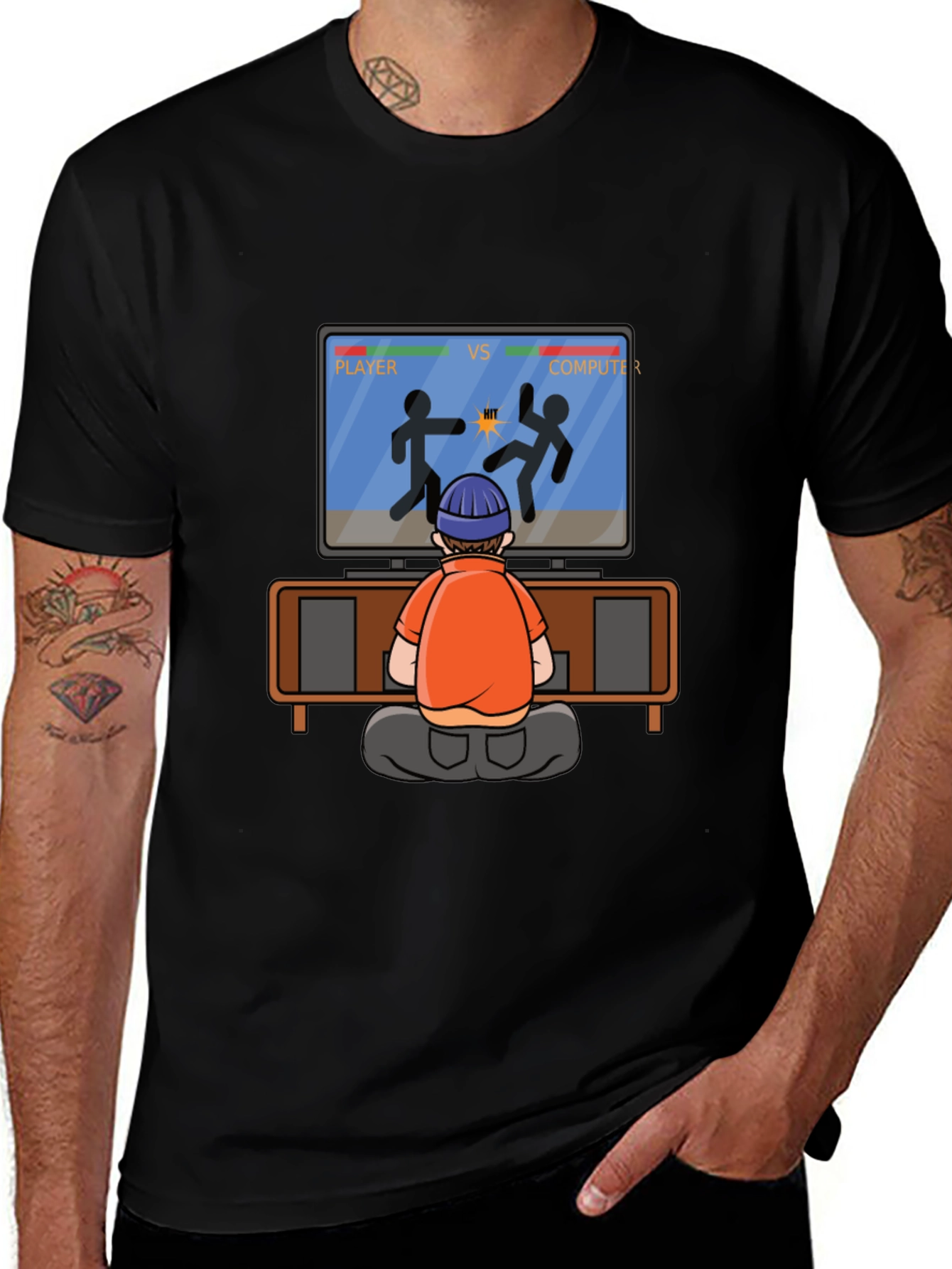 Variant 12 of Gamer vs Computer Black T-Shirt