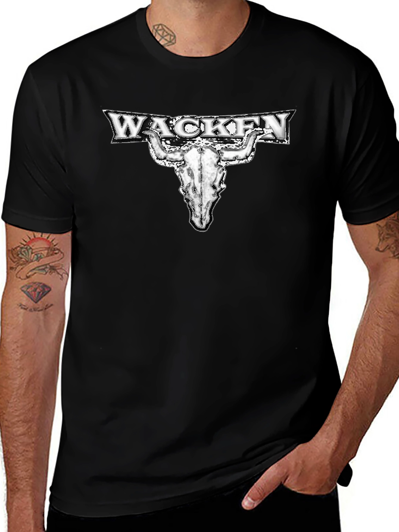 Wacken Bull Skull Black T-Shirt Metal Music Festival Tee