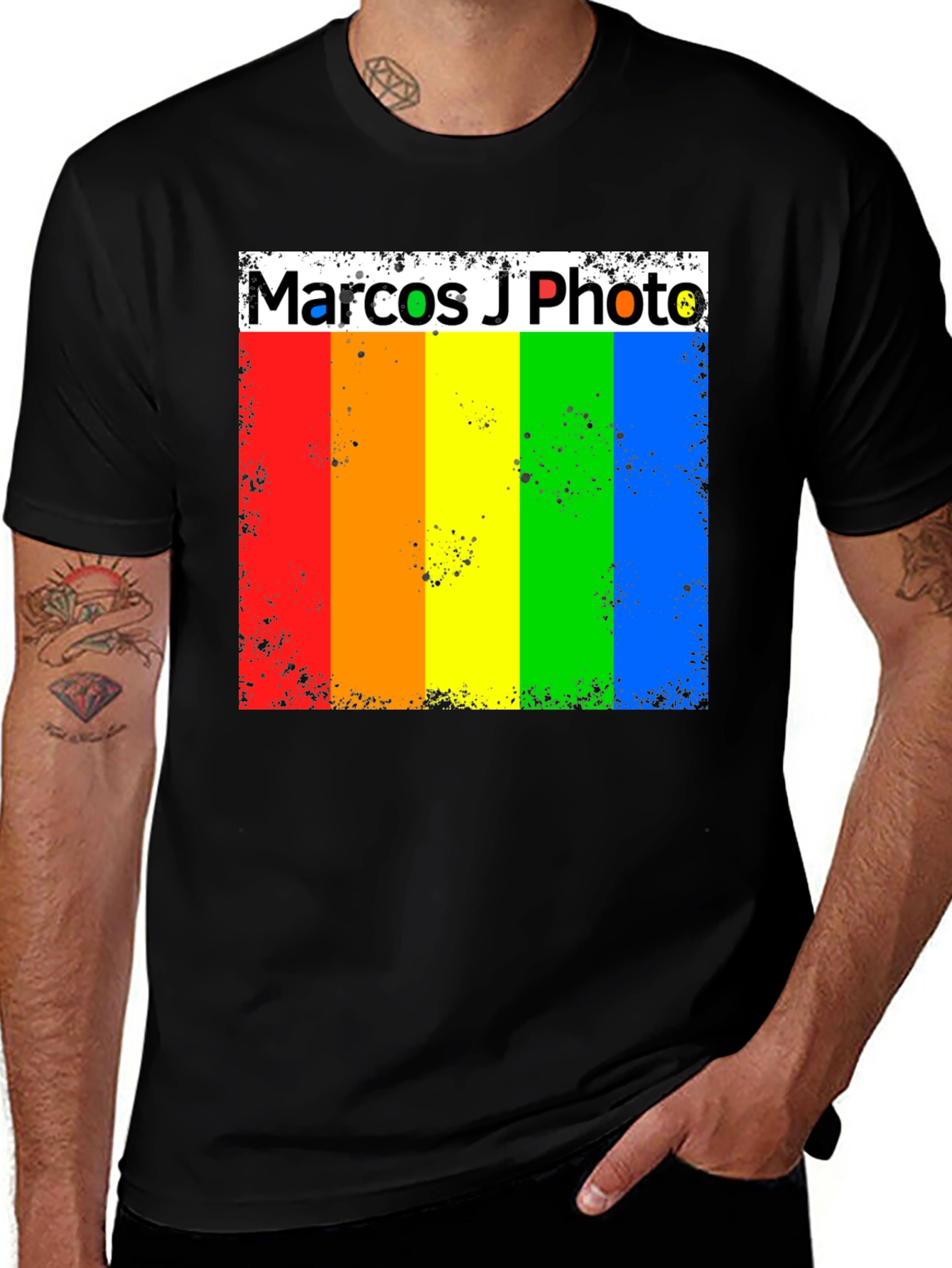 Variant 7 of Rainbow Stripes Graphic Tee - Unisex Black T-Shirt