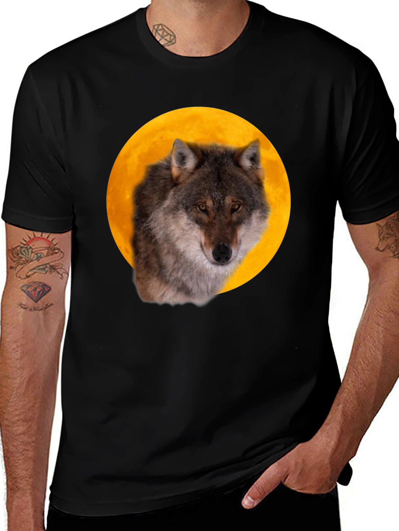 Variant 26 of Wolf Moon Graphic Tee - Black