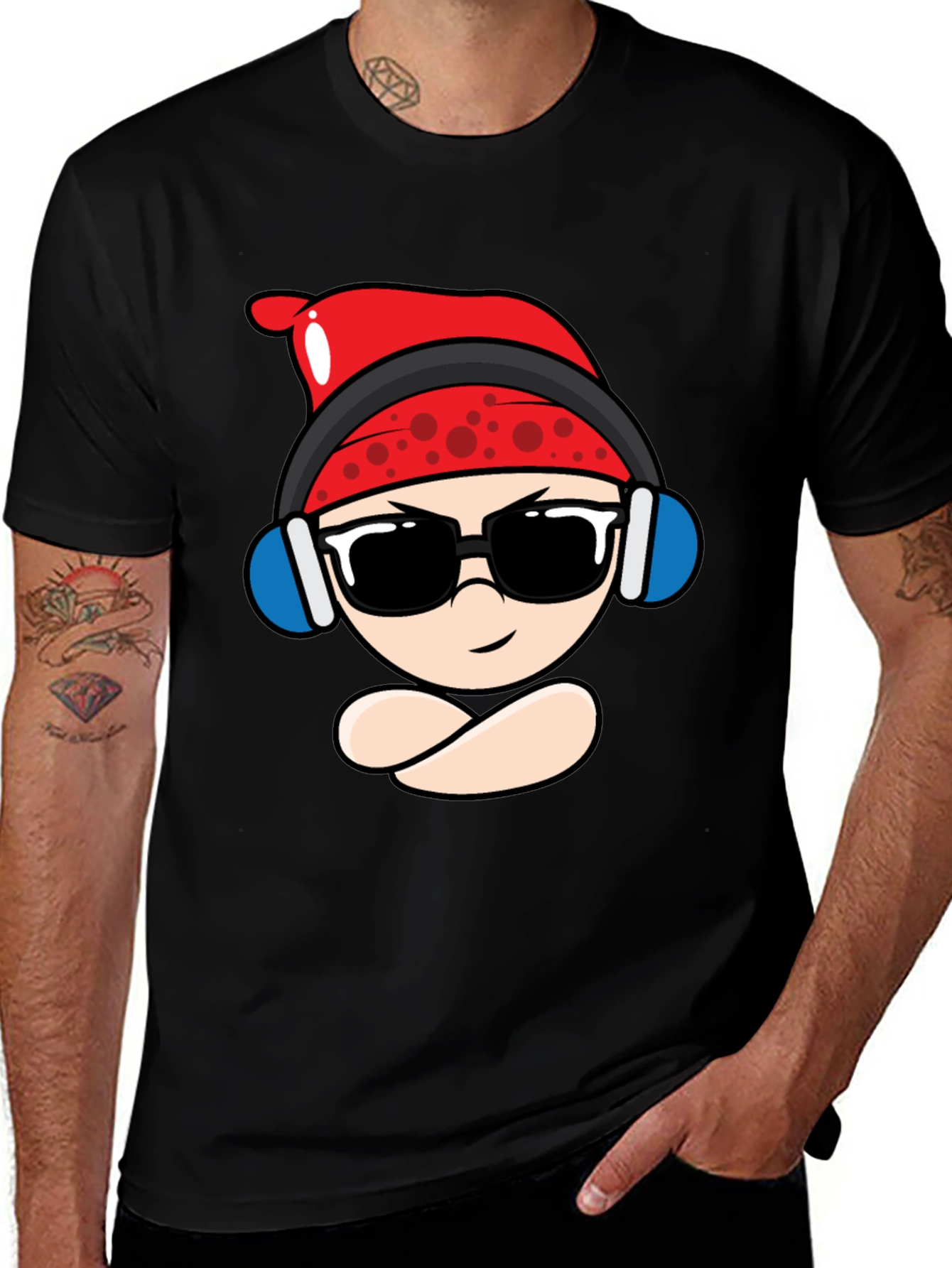Black Cool Cartoon Character Black T-Shirt main image