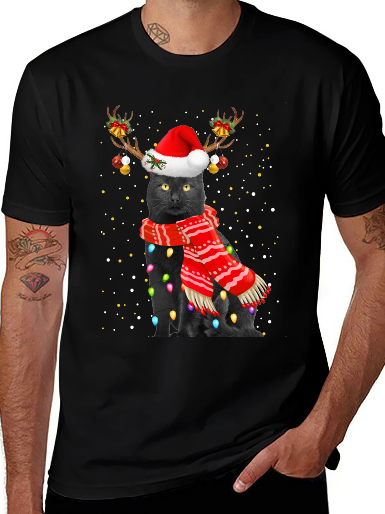 Festive Cat Christmas T-Shirt - Holiday Apparel