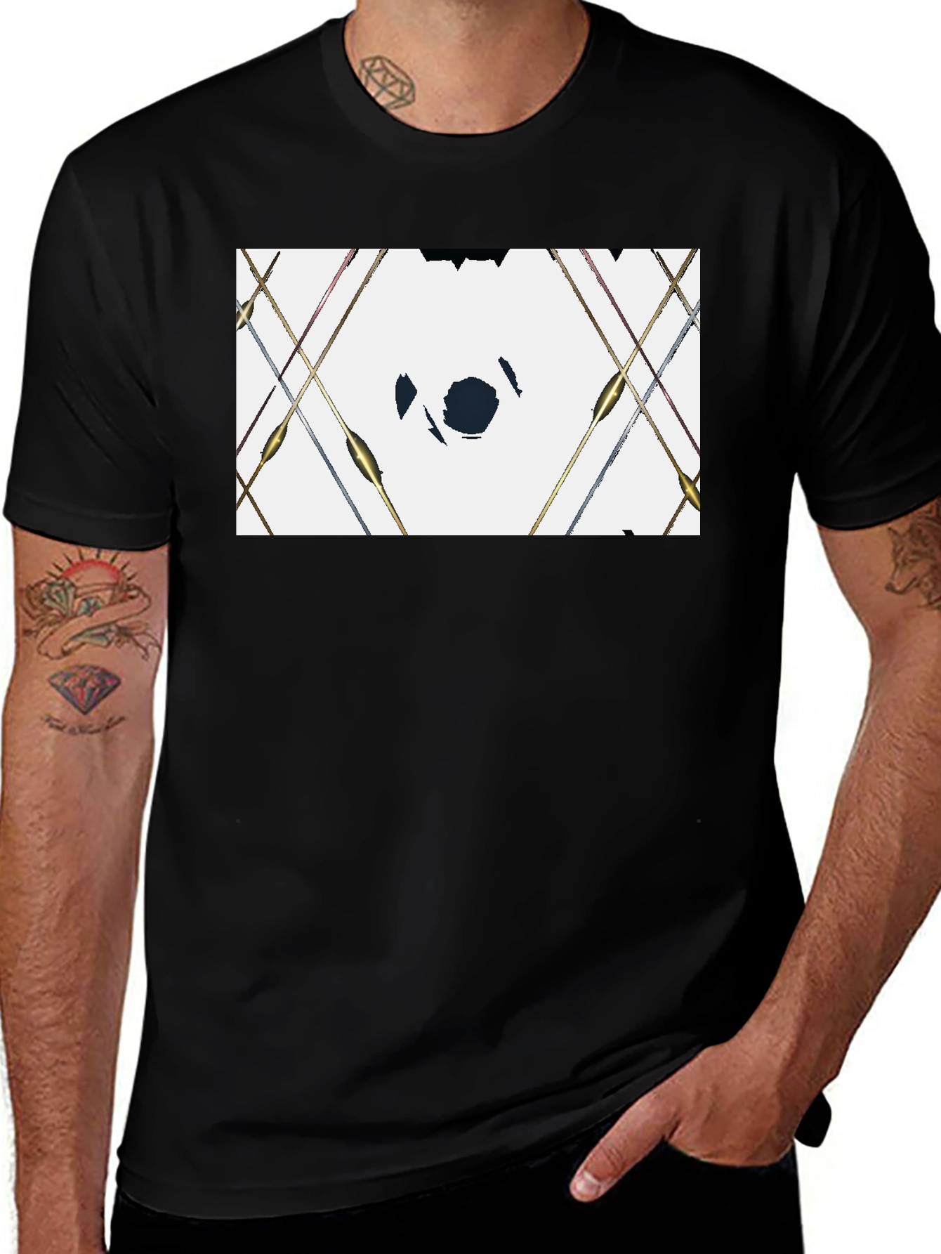 Variant 15 of Geometric Pattern Black Tee