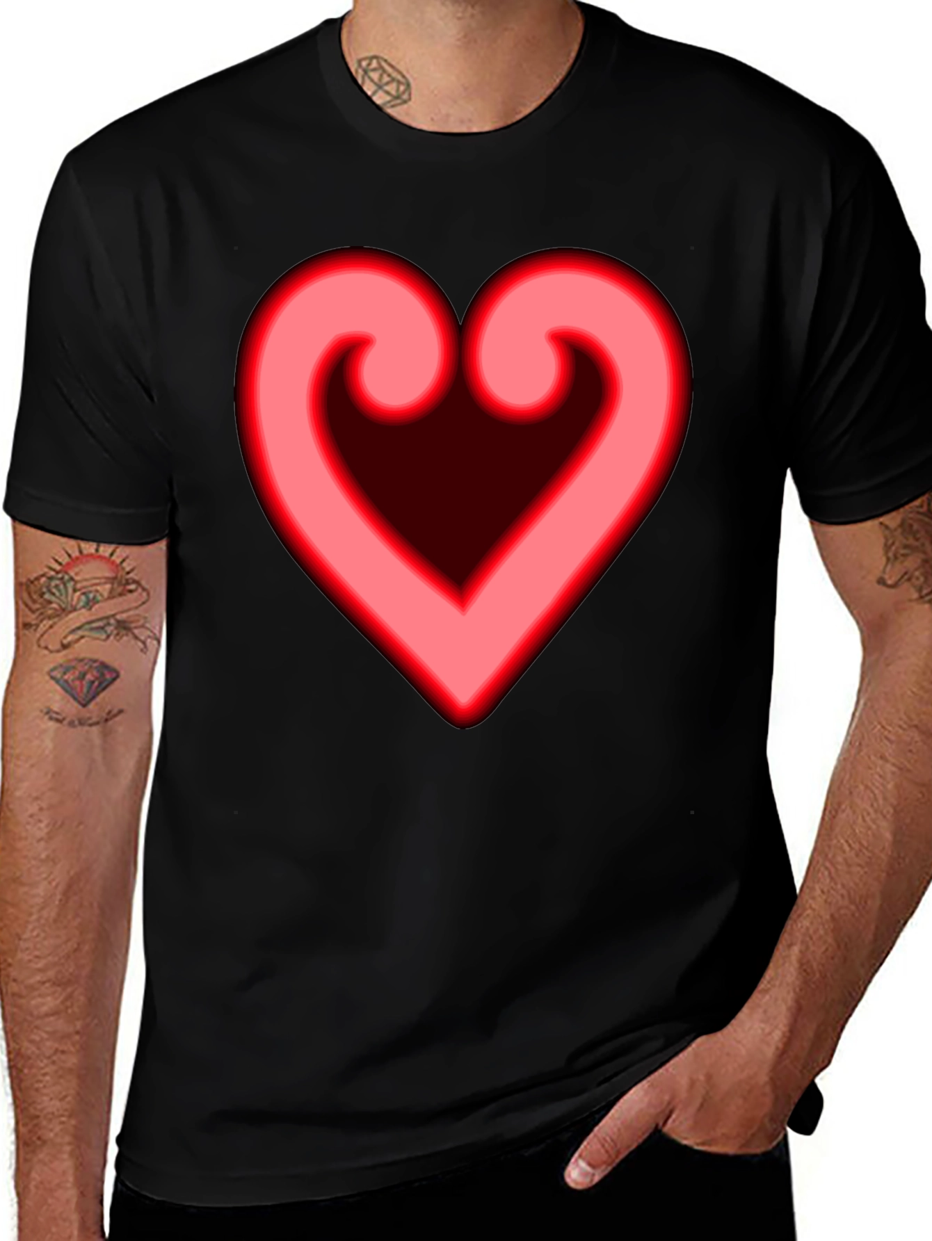 Variant 25 of Heart Symbol Graphic Tee - Casual Black T-Shirt