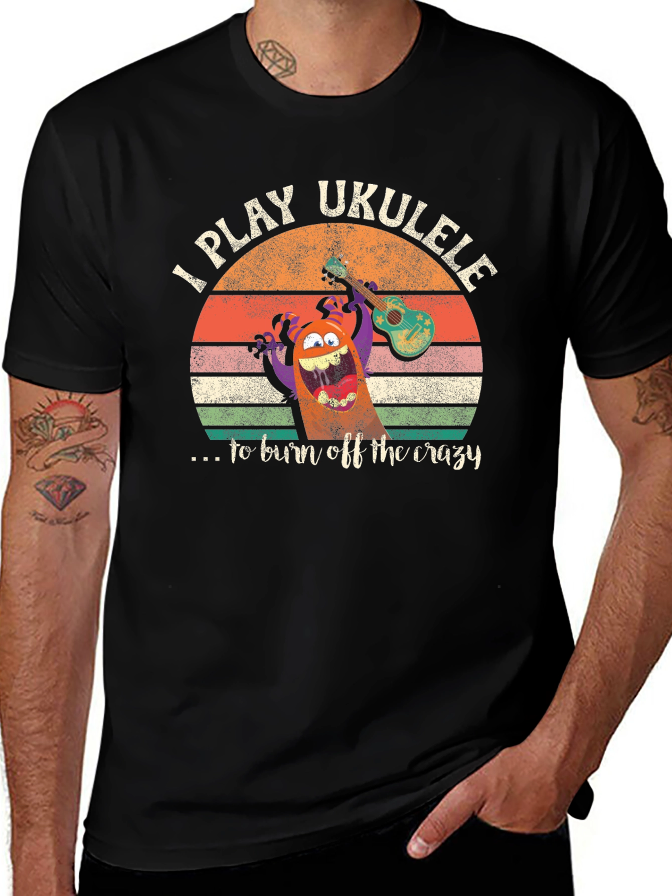 Variant 10 of I Play Ukulele to Burn Off Crazy Graphic Tee