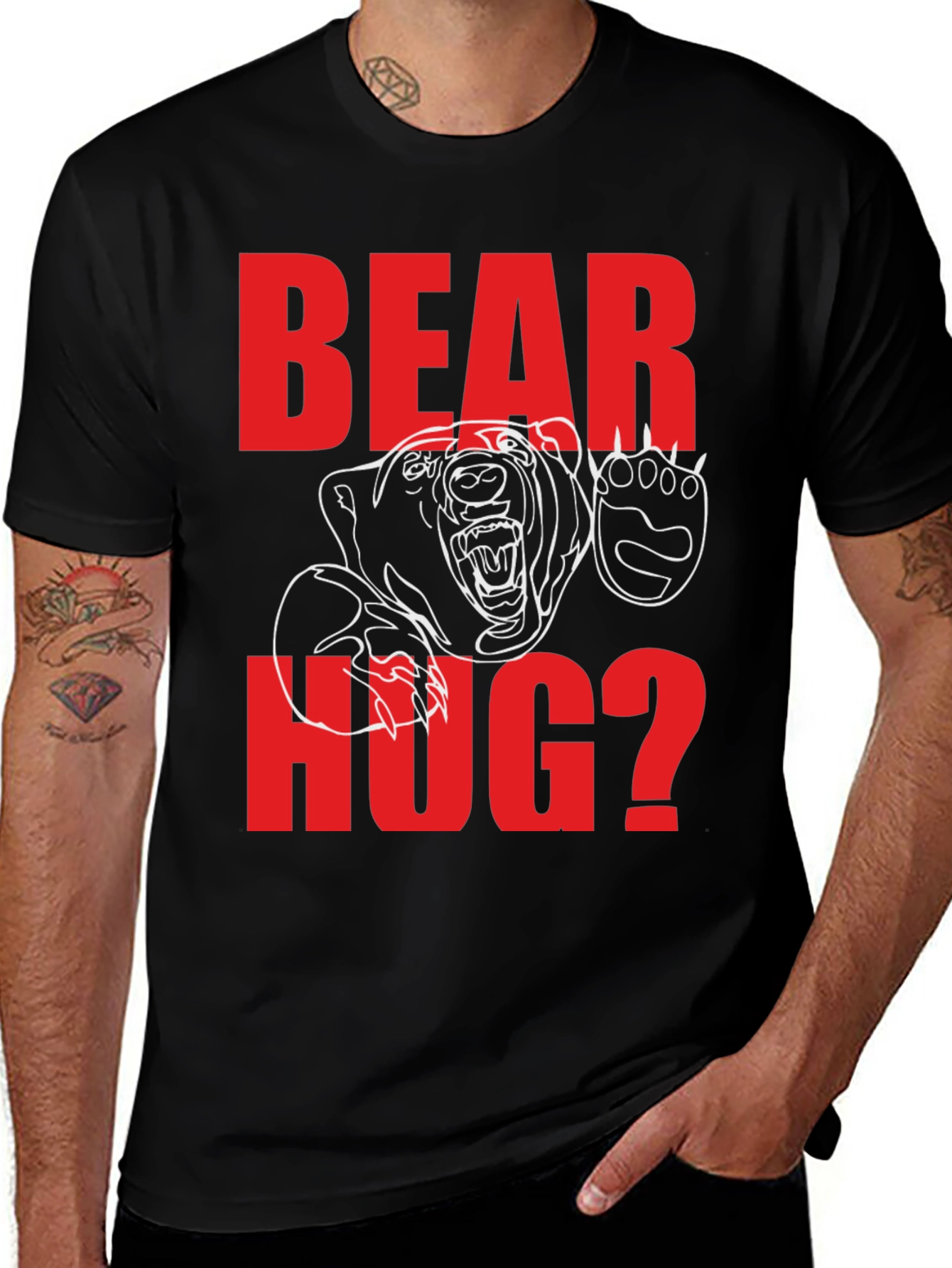 Variant 10 of Bear Hug Graphic Tee - Black Cotton Blend