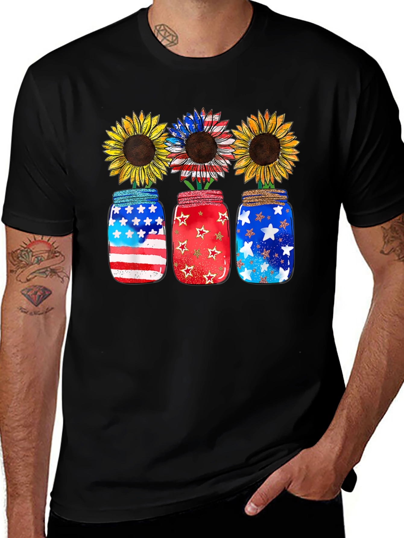 Variant 8 of Patriotic Sunflower Mason Jar Graphic Tee