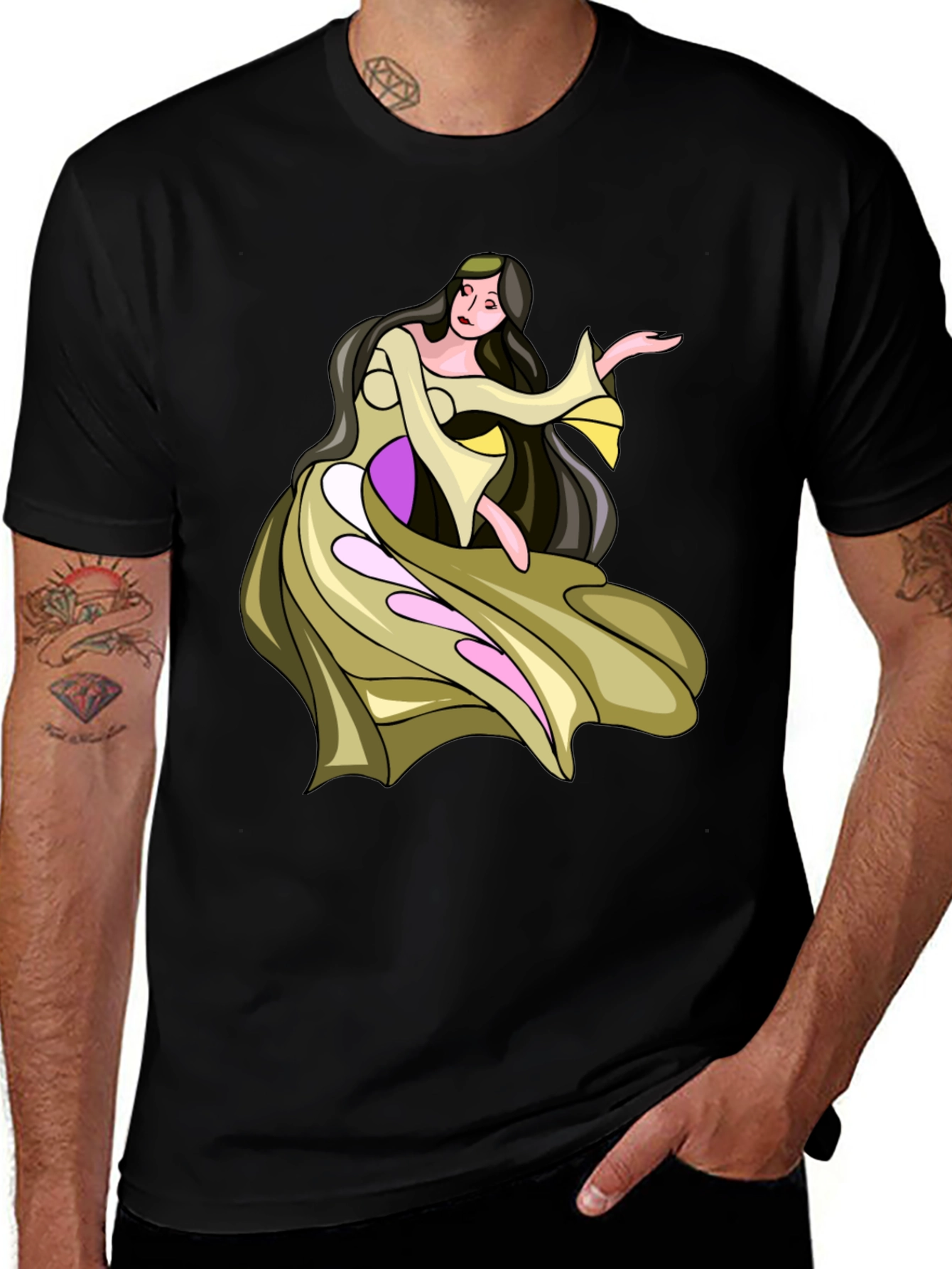 Variant 25 of Fantasy Woman Graphic Tee - Stylish Black T-Shirt