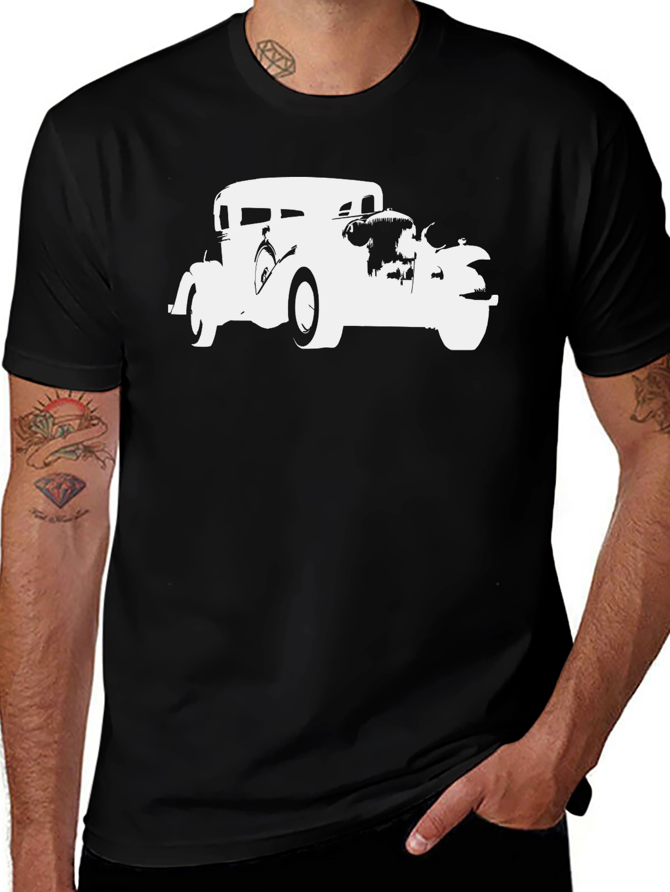 Variant 10 of Vintage Car Graphic Tee - Cool Black T-Shirt