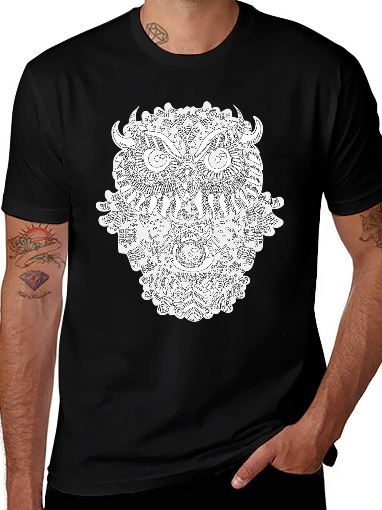 Variant 4 of Owl Mandala Graphic Print T-Shirt