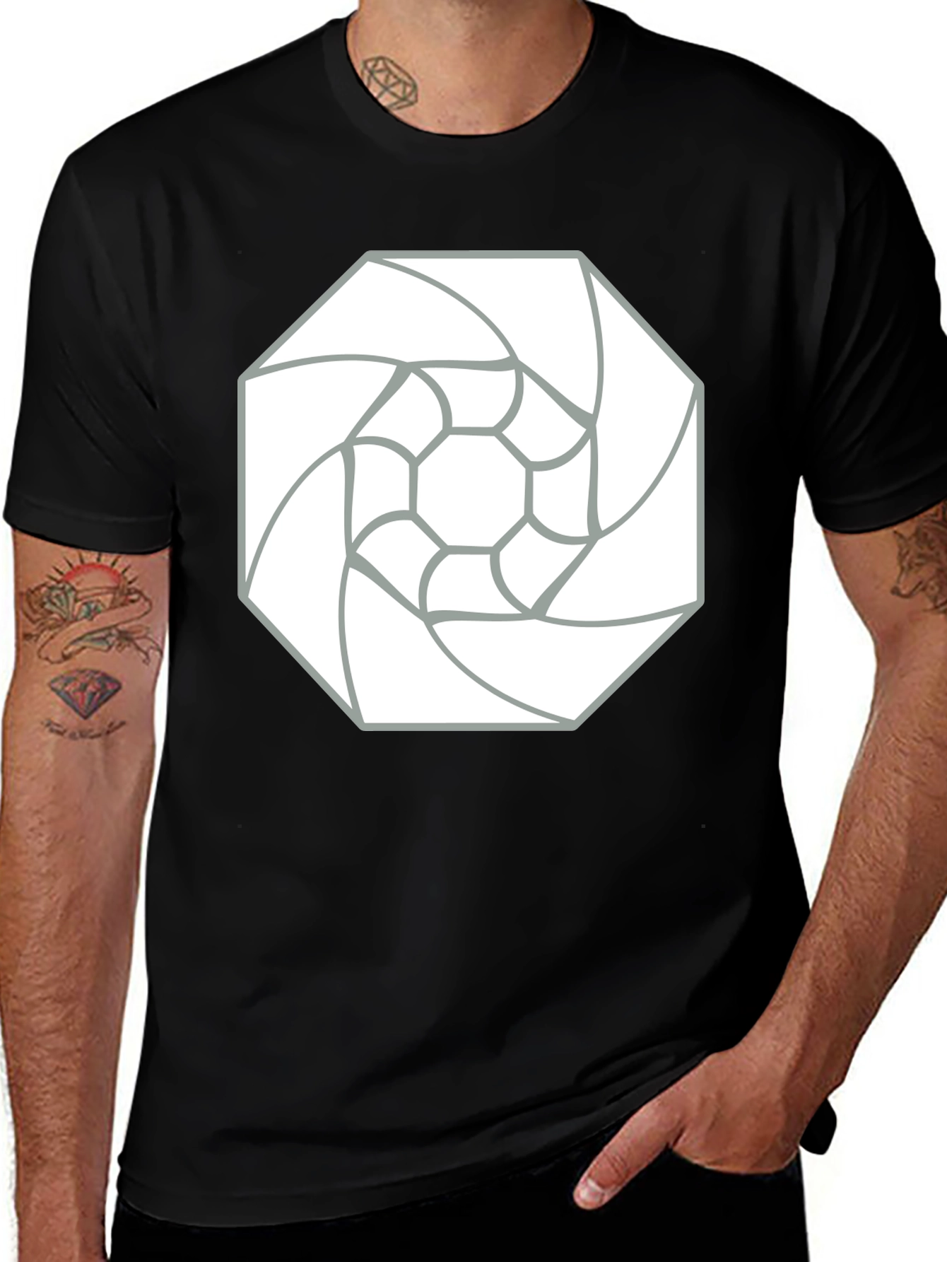 Variant 5 of Abstract Geometric Tee - Black Cotton Graphic T-Shirt