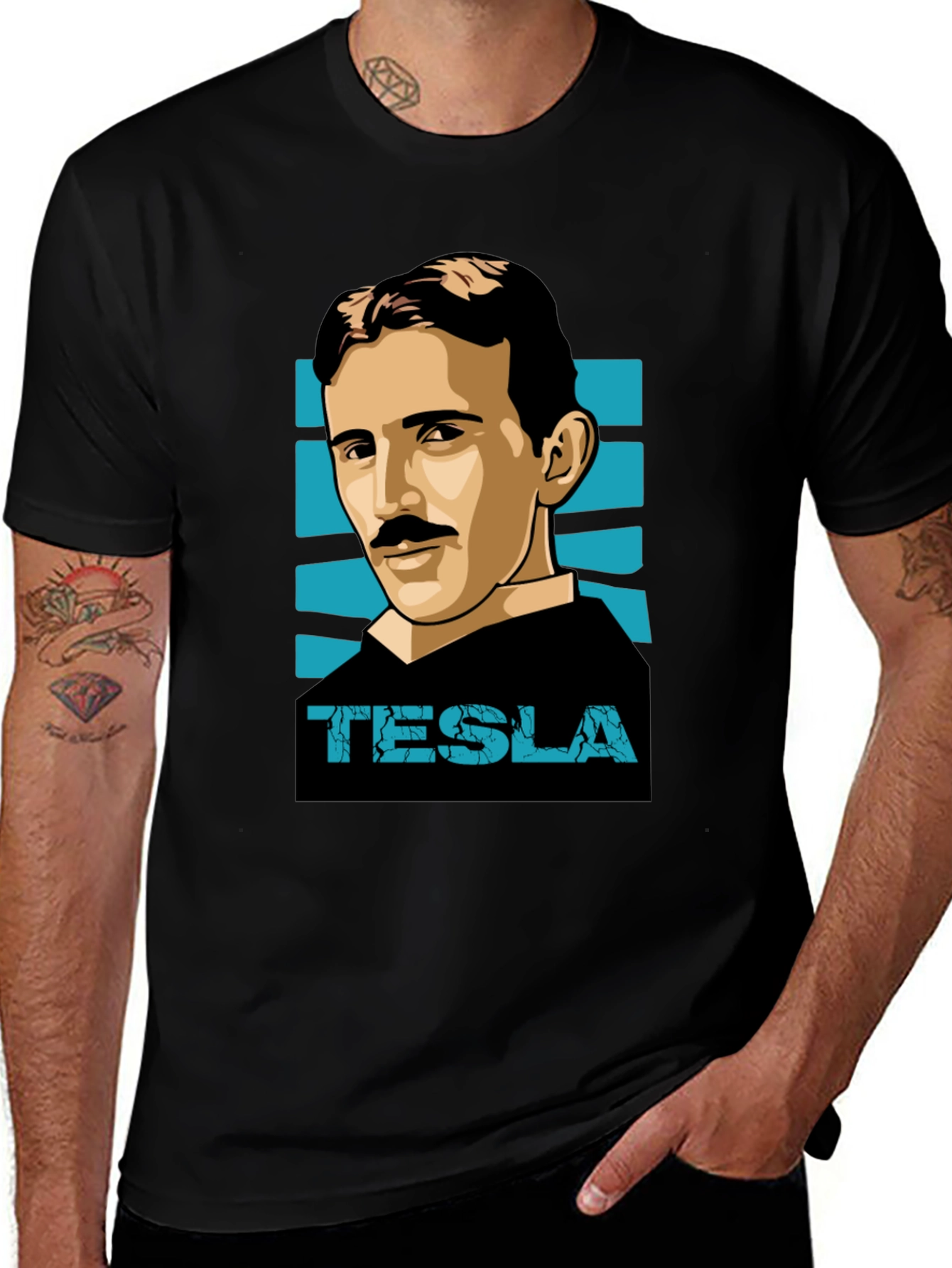 Tesla Graphic T-Shirt - Black Crew Neck
