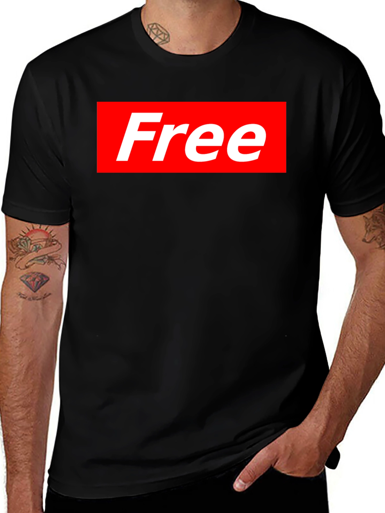 Variant 21 of Free Supreme Style T-Shirt - Black Cotton Blend Tee