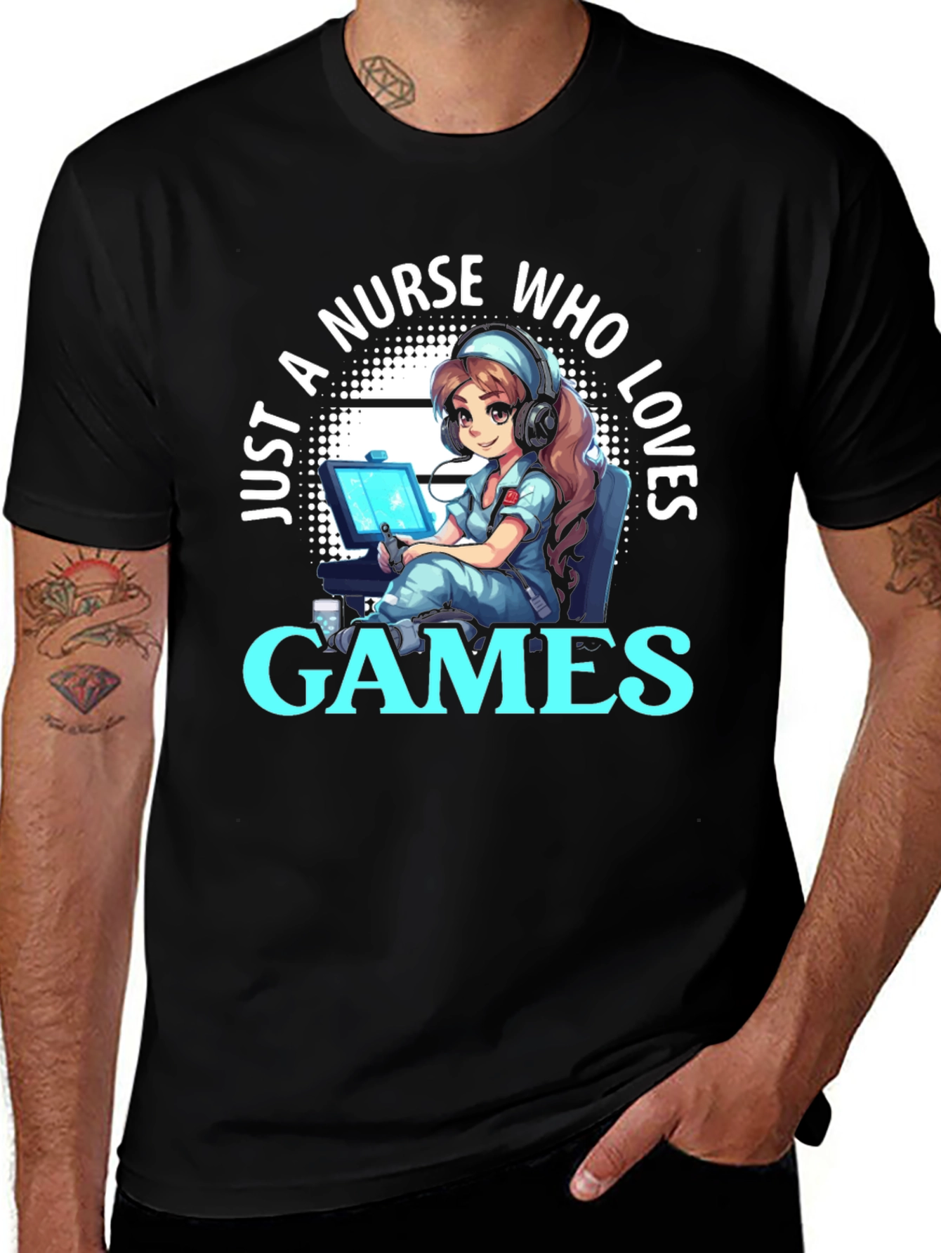 Variant 10 of Nurse Gamer T-Shirt - Just a Nurse Who Loves Games