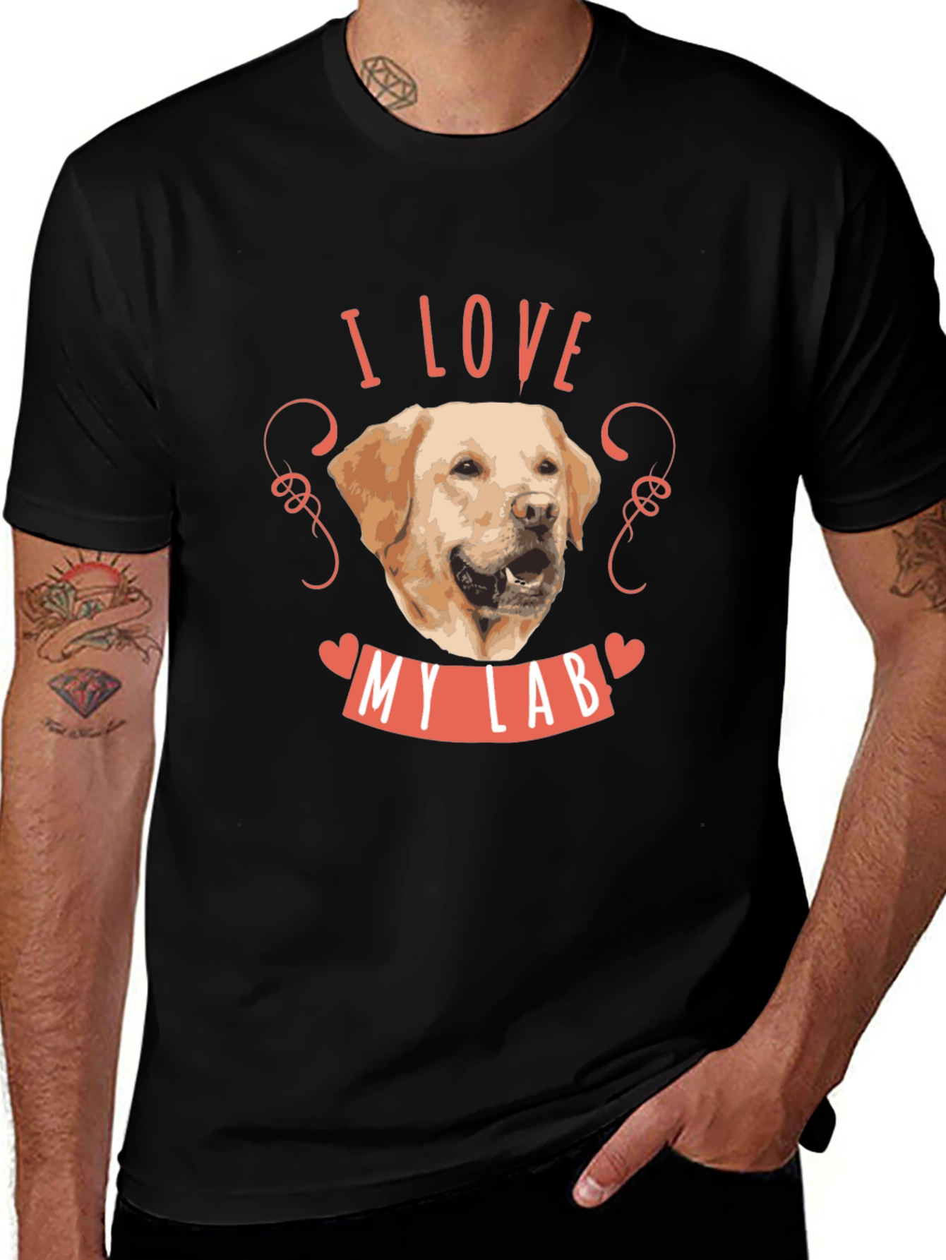 Variant 4 of I Love My Lab Dog T-Shirt - Black Cotton Tee