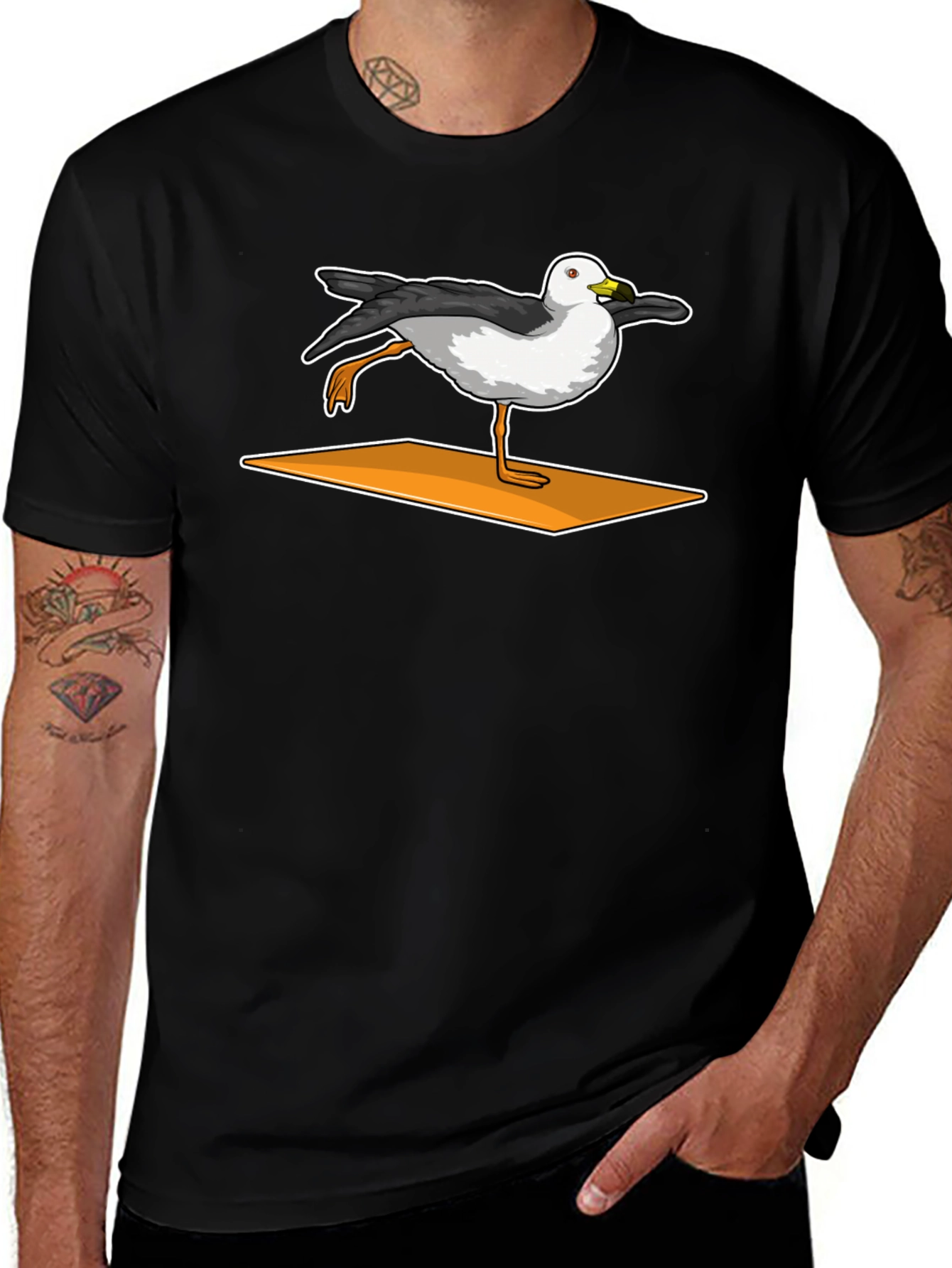 Variant 10 of Yoga Seagull Graphic Tee - Black